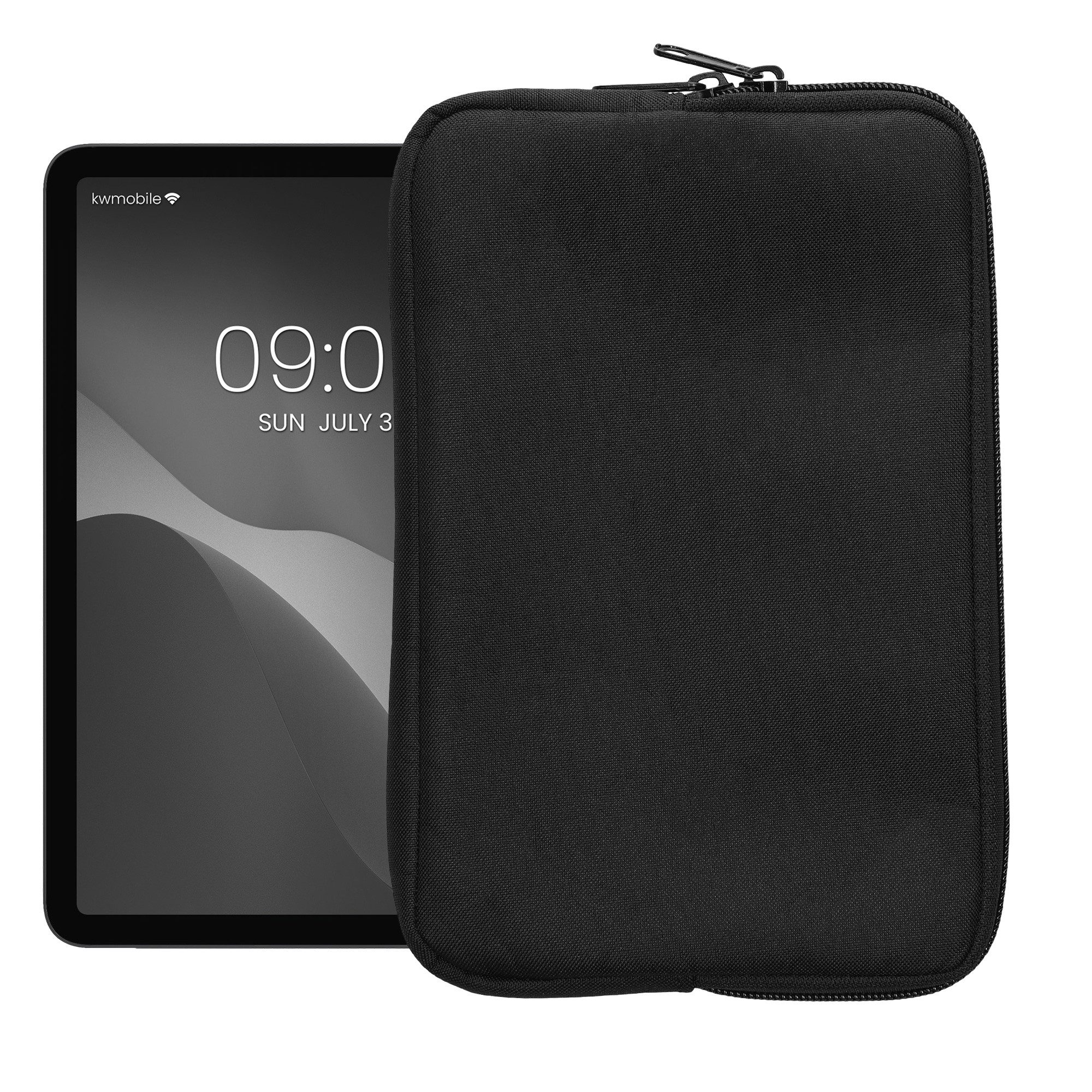 kwmobile Tablet-Hülle Schutzhülle aus Stoff für 8"-8,4" Tablet Hülle Stoffhülle, Stoffhülle für Tablet mit Reißverschluss - Schwarz