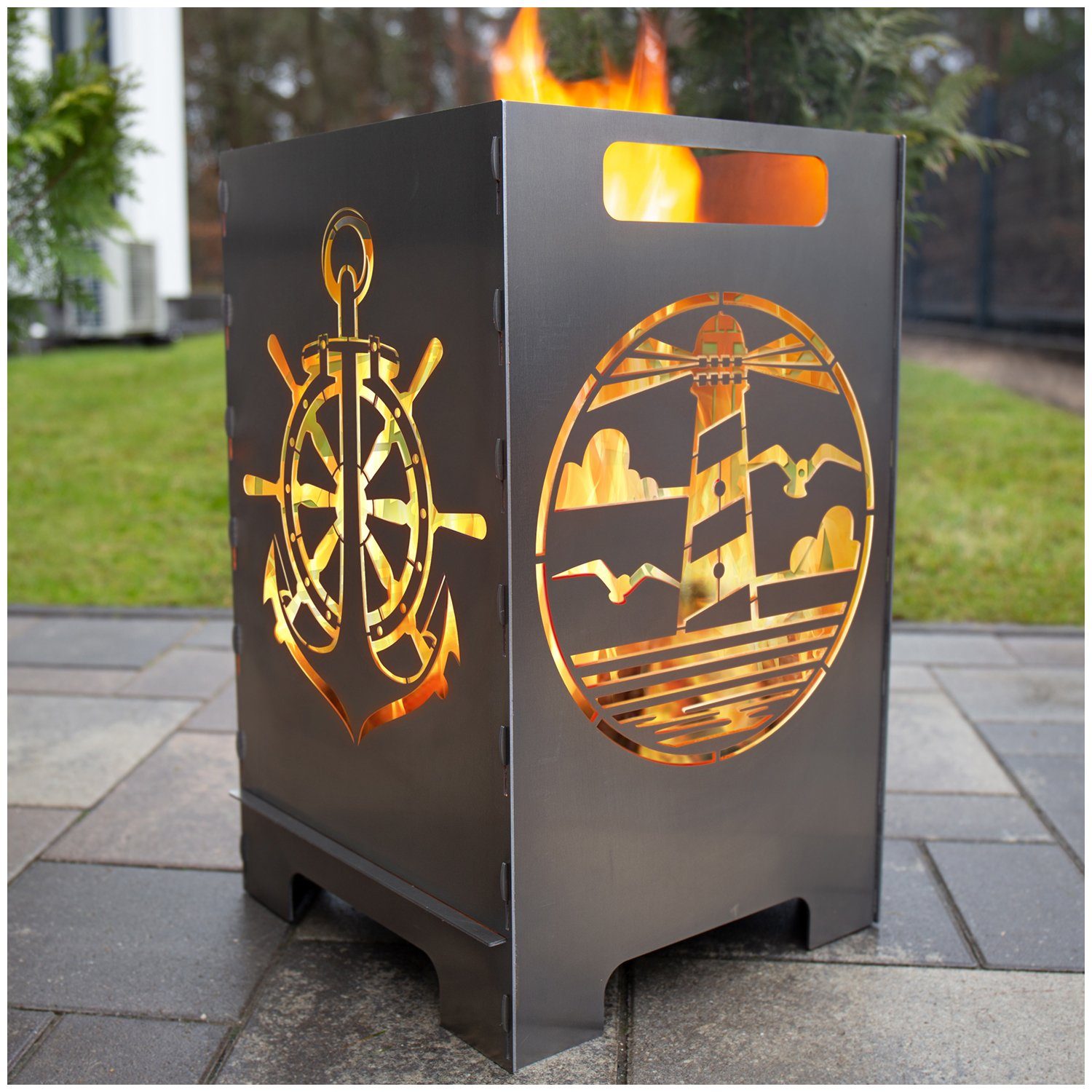 tuning-art Feuerkorb FK06-A45 Feuertonne Feuerschale Rostpatina Massiv Stabiler Stand