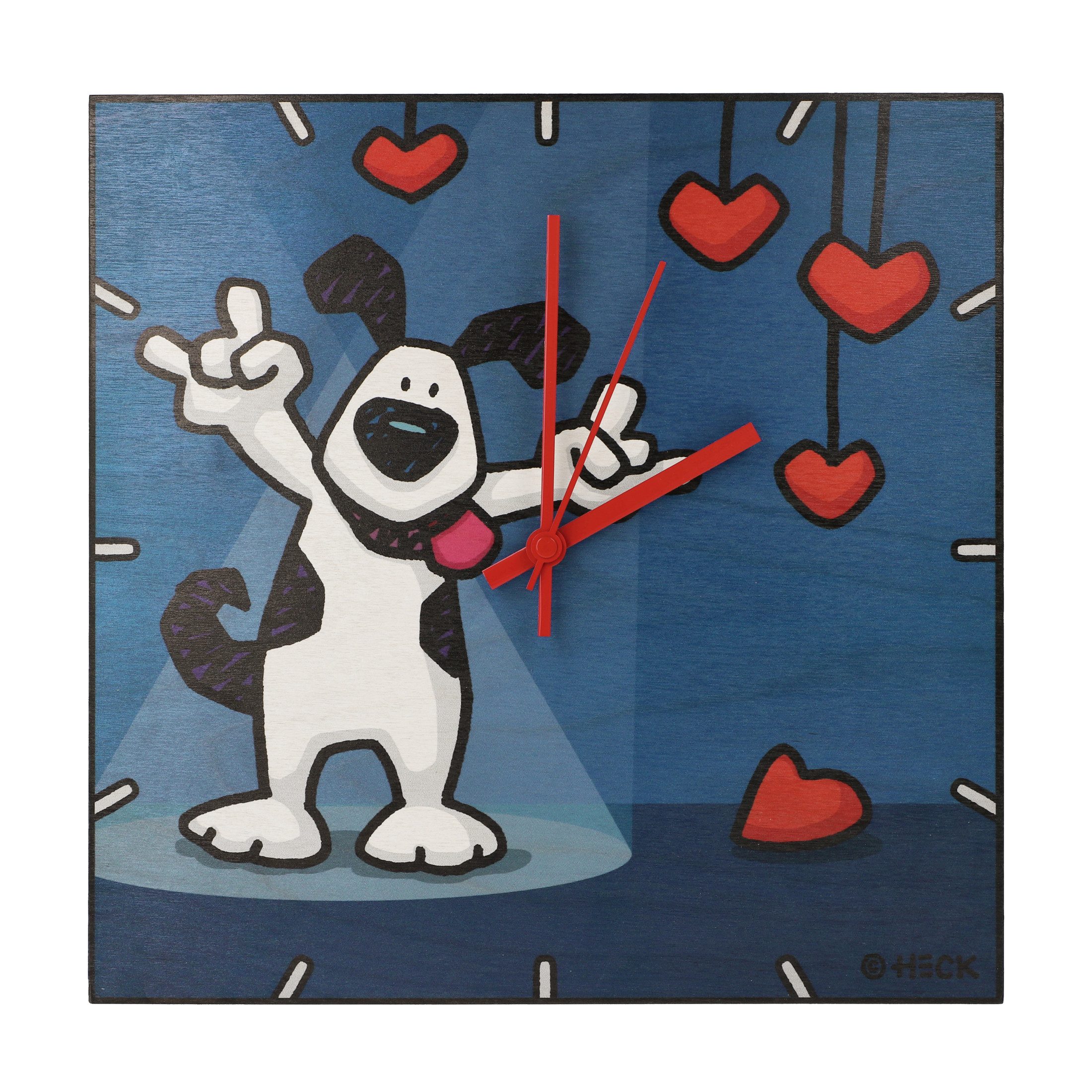 Goebel Wanduhr Ed Heck (Leises Uhrwerk, Blau, Motiv: Hund)