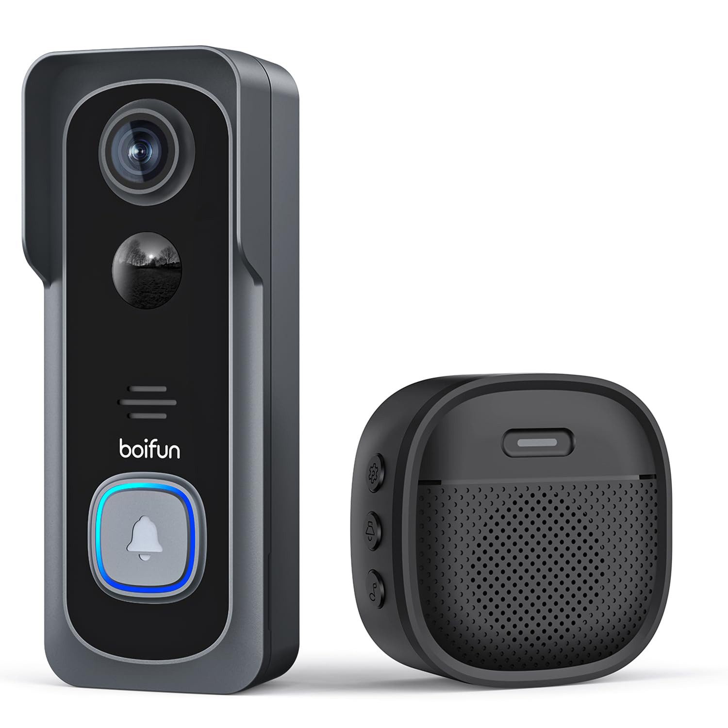 Boifun Smart Home Türklingel Videodoorbell Kamera WLAN-Version 5MP (Außenbereich, Außenbereich, 5 GHz WiFi, 1-tlg., Nachtsicht, PIR Bewegungserkennung, 2-Wege-Audio, 166°Weitwinkel,Alexa-kompatibel)