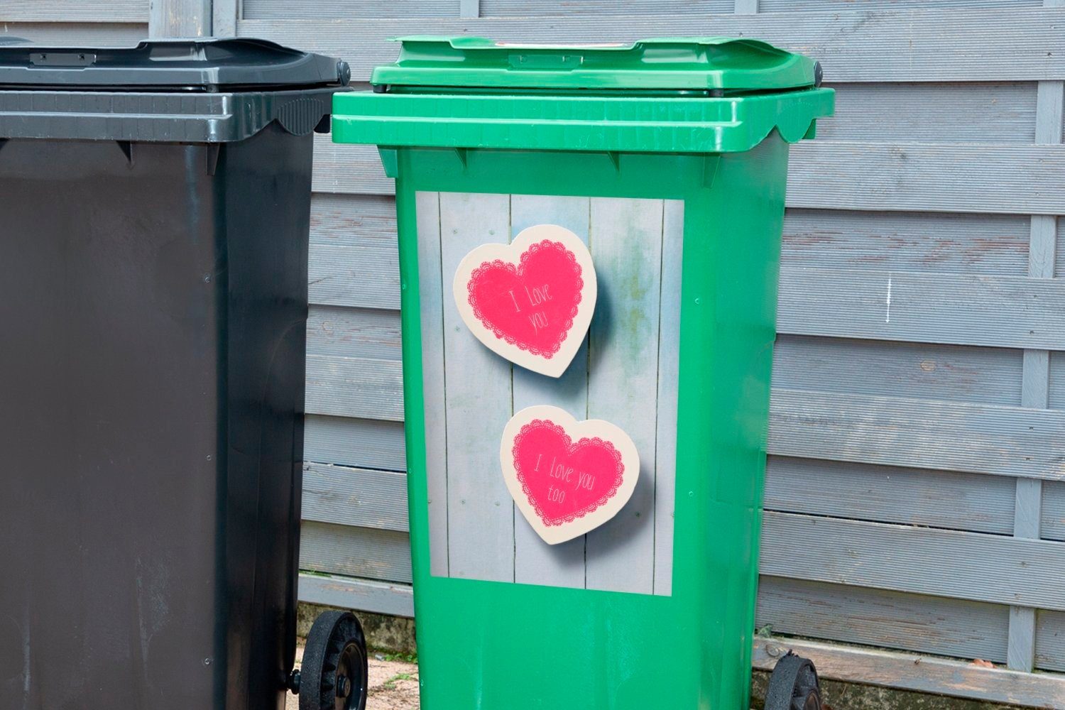 Ich Herzen Wandsticker liebe Mülleimer-aufkleber, Mülltonne, Abfalbehälter Sticker, in St), geschrieben dich den MuchoWow Container, (1