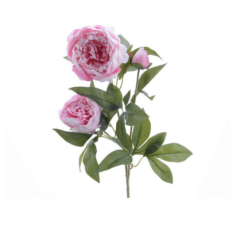 Kunstblume Pfingstrose Blüten und Knospe am Stiel Kunstblume Päonie H: 75cm rosa, MARELIDA, Höhe 75 cm