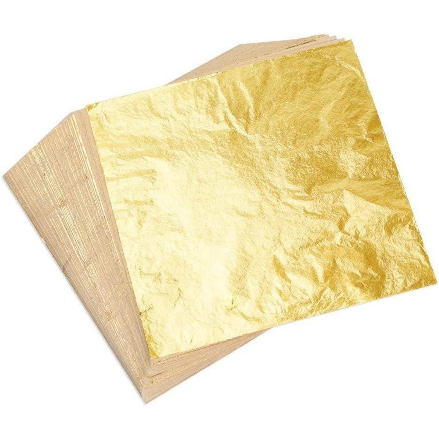 KUUQA Blattgold 100 Blatt Blattgold Imitation 14x14cm für Kunst Handwerk