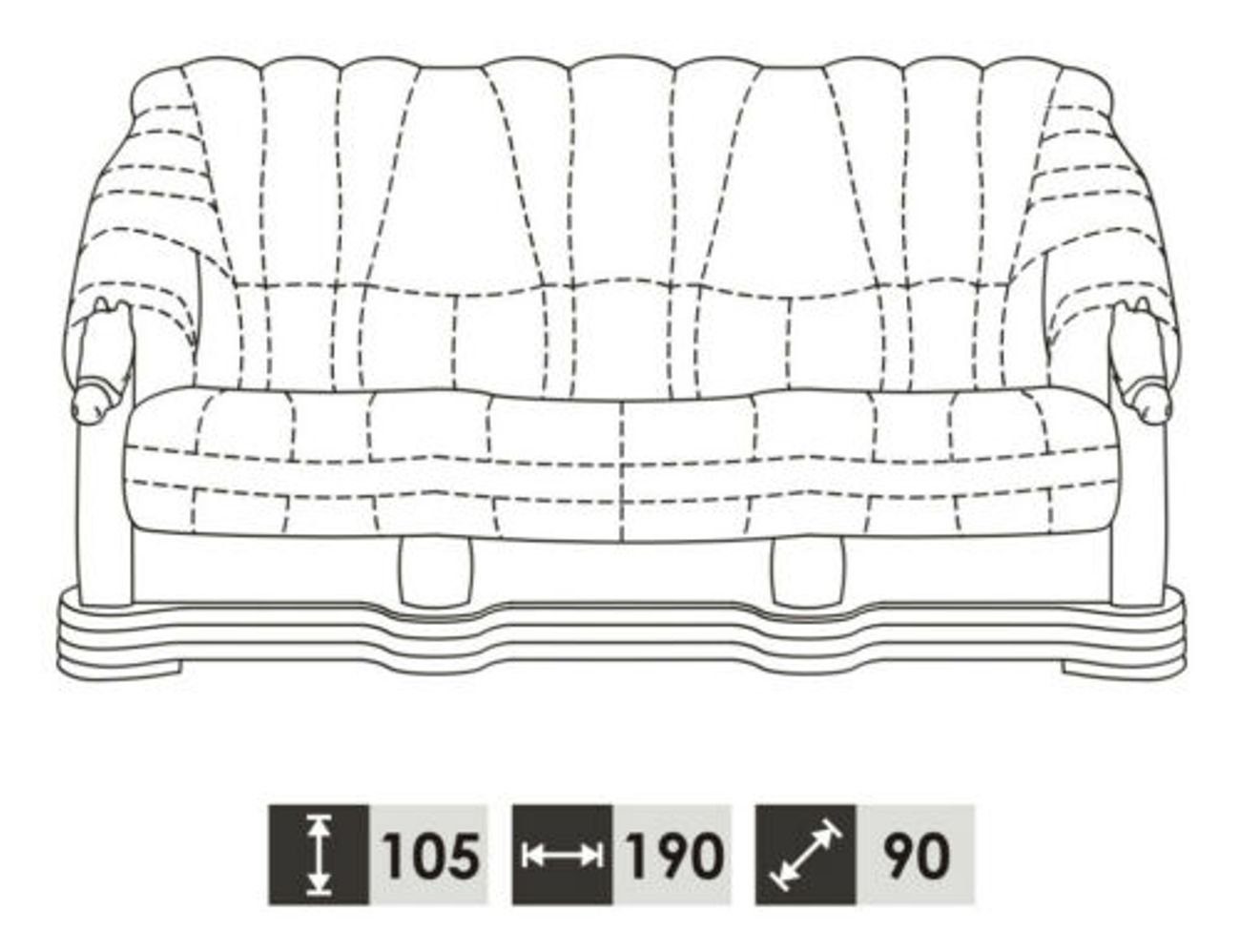 JVmoebel Sofa Klassische Dreisitzer Couch Echtes 100% in Europe Made Polster Sofa Leder