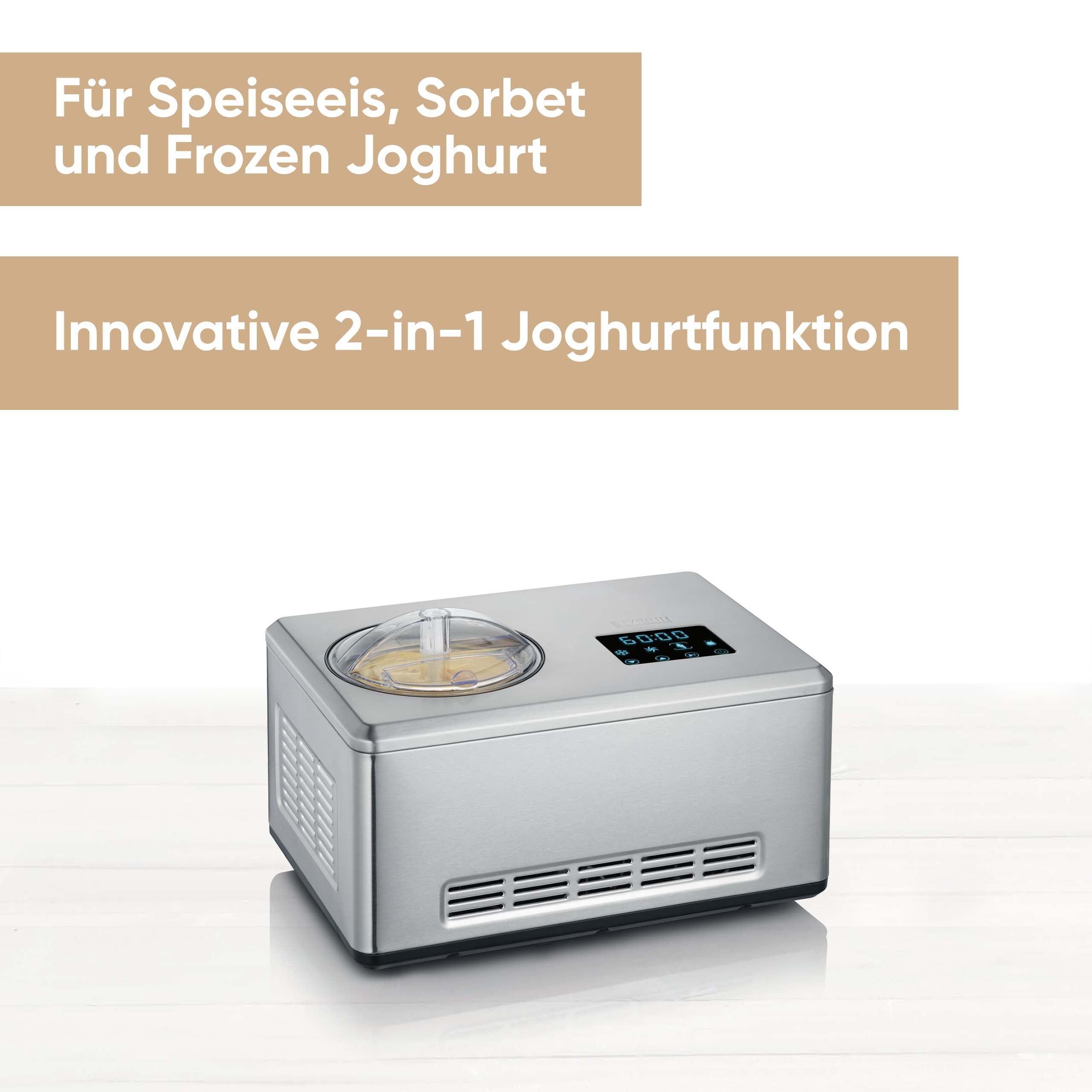 Severin Eismaschine EZ 7405, 2 l, 180 W, 2l Kapazität, Aktivkühlung durch Kompressor, schnelle Zubereitung