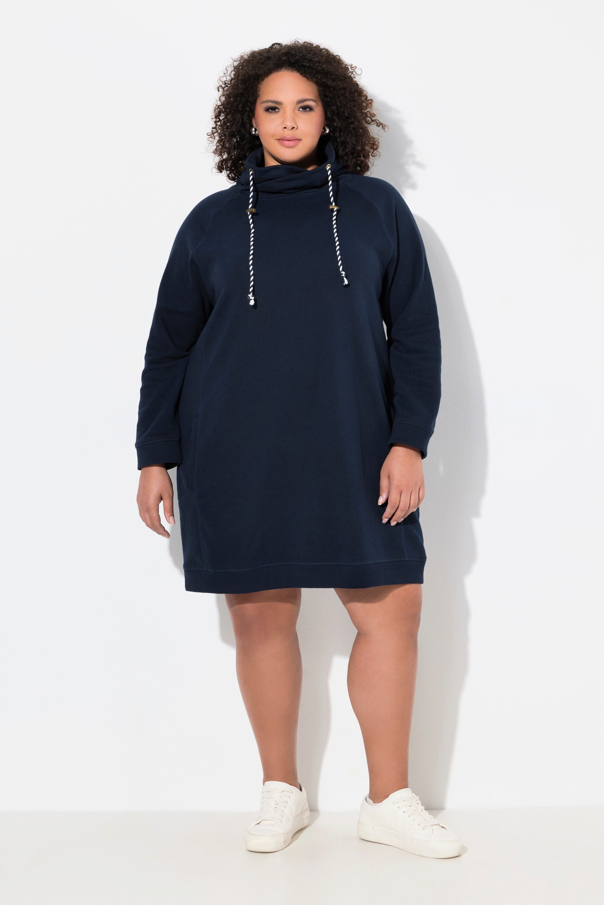 Ulla Popken Jerseykleid Sweatkleid Stehkragen Langarm Taschen