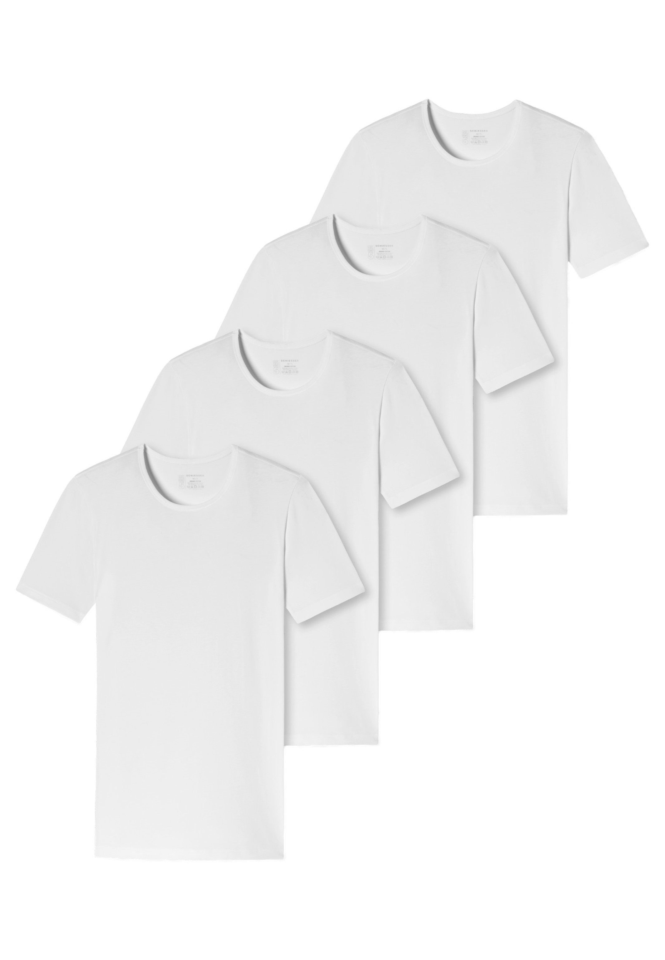Schiesser Unterhemd 4er-Pack - 95/5 - Organic Cotton (Spar-Set, 4-St) Unterhemd / Shirt Kurzarm - Baumwolle - Weiß