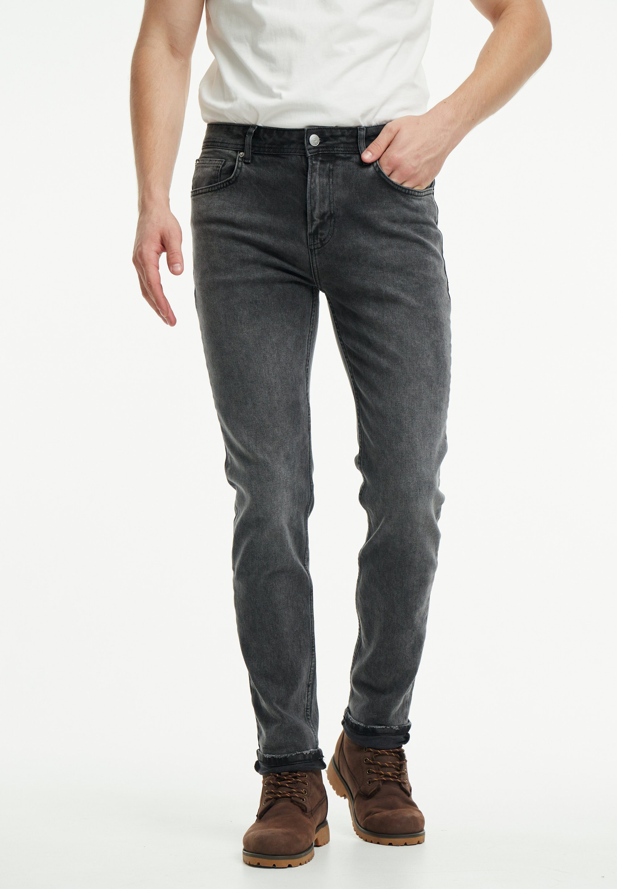 wem Tapered-fit-Jeans Oscar Tapered schmaler Bundhöhe: Mittlere – breiter, Oben unten Fit grey