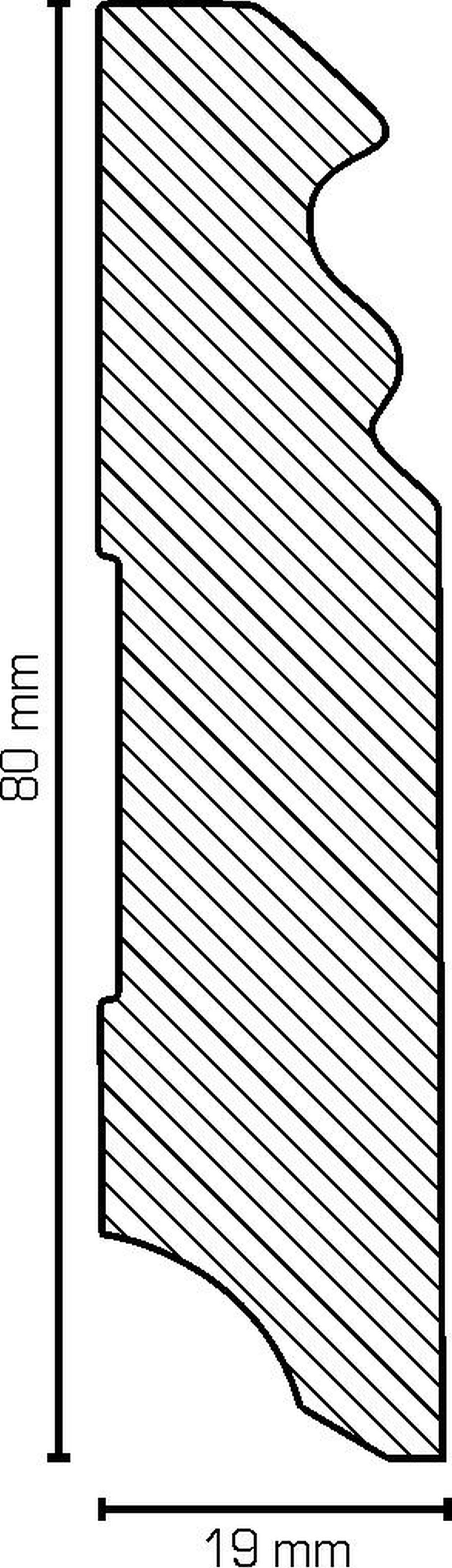 Südbrock Sockelleiste Sockelleiste weiß MDF Hamburger Profil 19 x 80 in RAL 9010, L: 240 cm, H: 8 cm, 1-St.