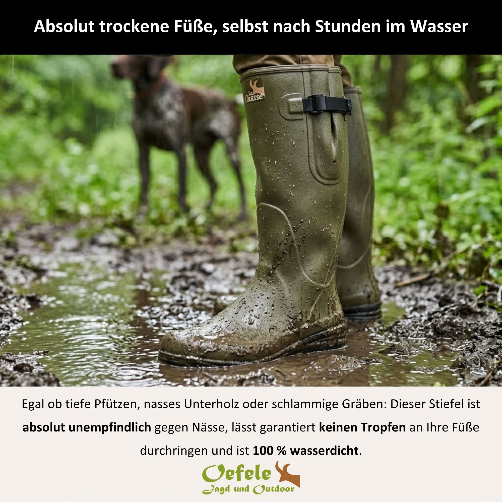 La Chasse® Naturkautschuk-Gummistiefel "Brest" wasserdicht Jagdstiefel Gummistiefel