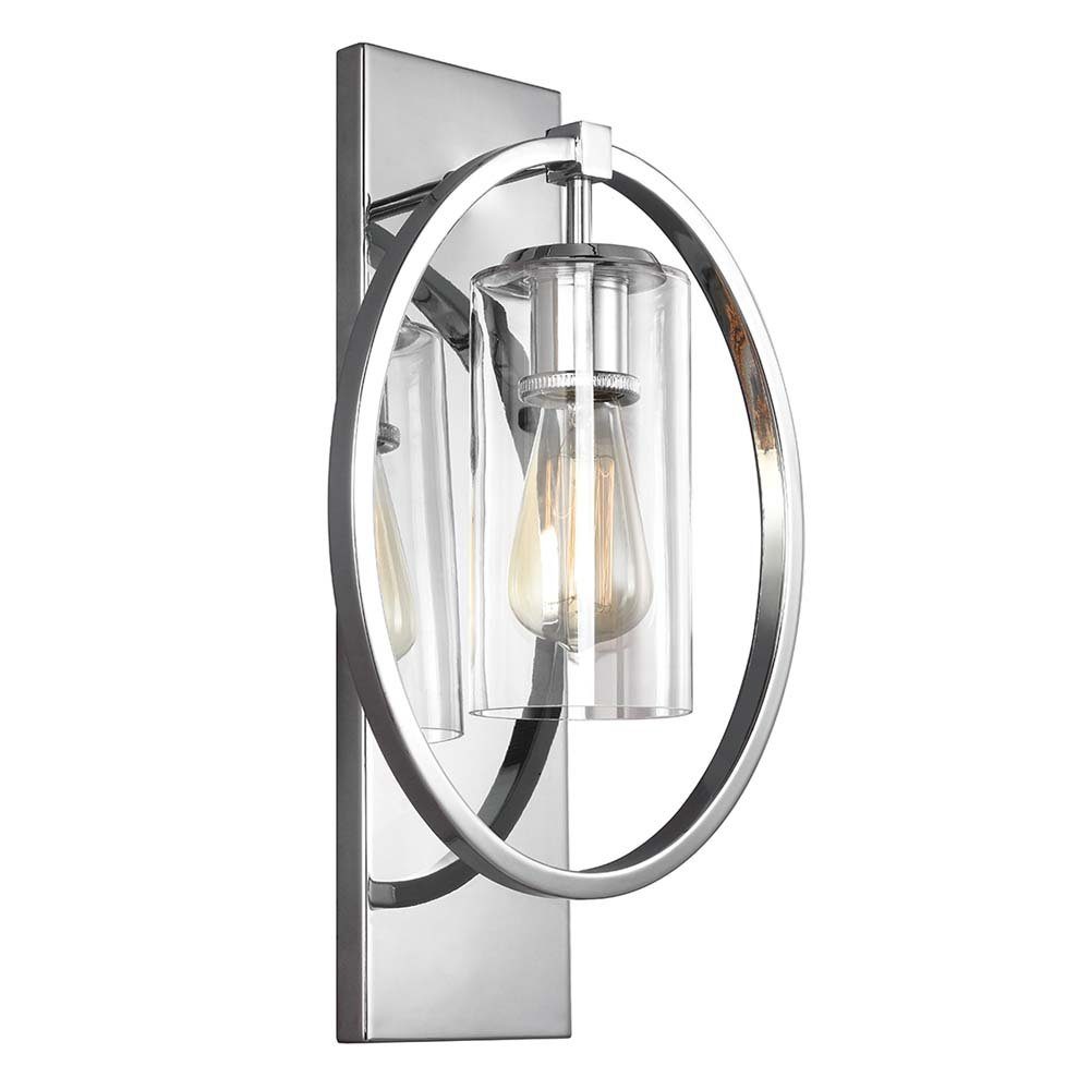 Elstead LIGHTING Wandleuchte, Leuchtmittel nicht inklusive, Wandlampe Leuchte Flurleuchte Vintage Treppenhauslampe Glas chrom