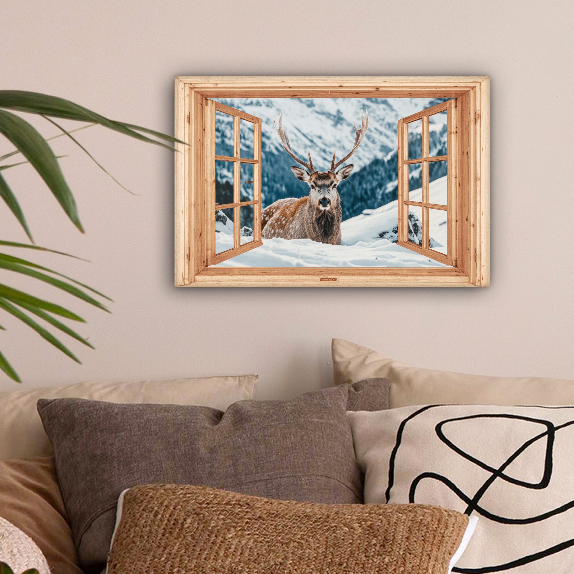 OneMillionCanvasses® Leinwandbild Durchblick - Hirsche - günstig online kaufen