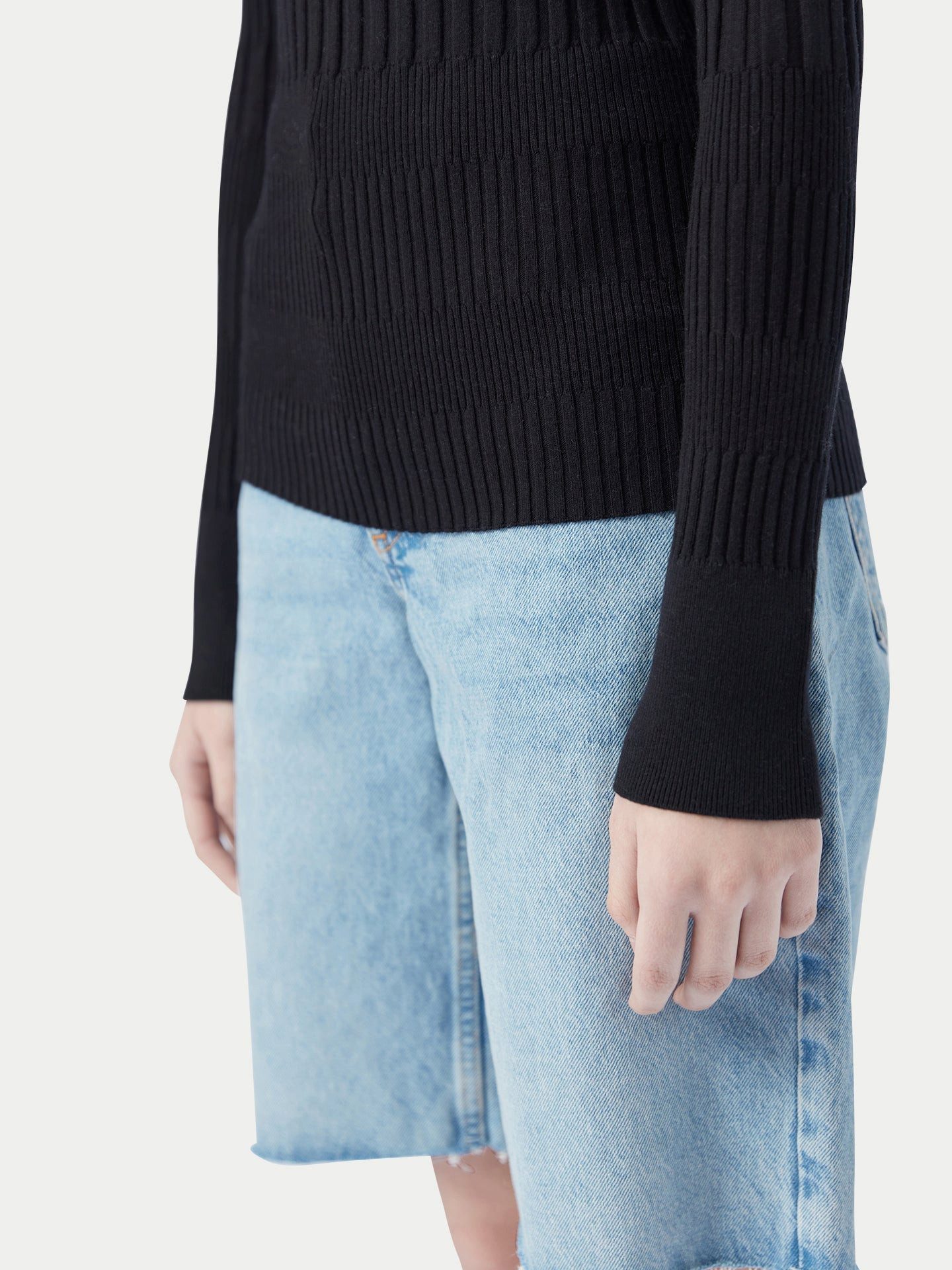 GOBI Cashmere Rundhalspullover Rippenpullover aus Baumwoll-Seiden-Kaschmir-Mischung