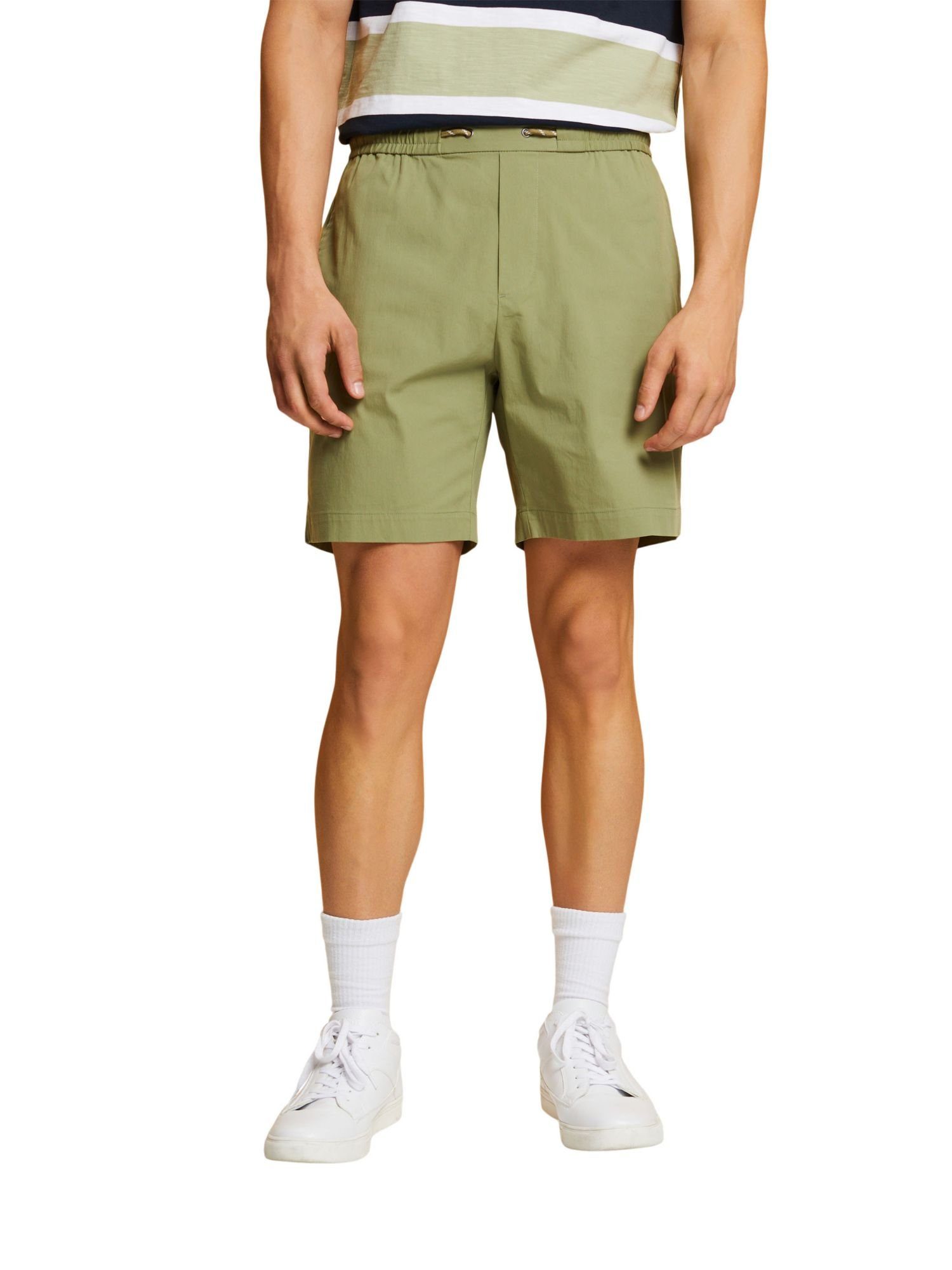 LIGHT Baumwoll-Popelin KHAKI (1-tlg) Shorts Pull-on-Shorts aus Collection Esprit