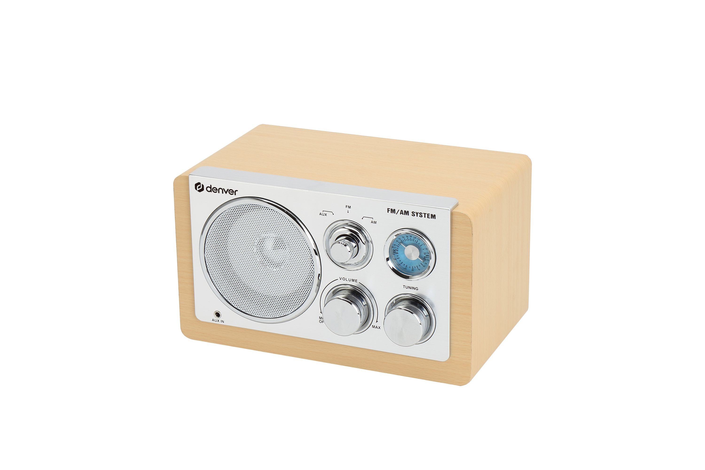 Denver TR-63LW Radio (AM & FM-Radio, 1.5 W, Schickes Holz-Design, Teleskopantenne und Batteriebetrieb möglich)