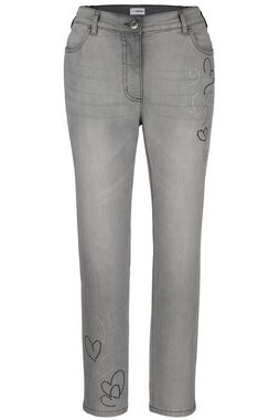 MIAMODA Röhrenjeans 7/8-Jeans Slim Fit Glitzerherzchen 4-Pocket