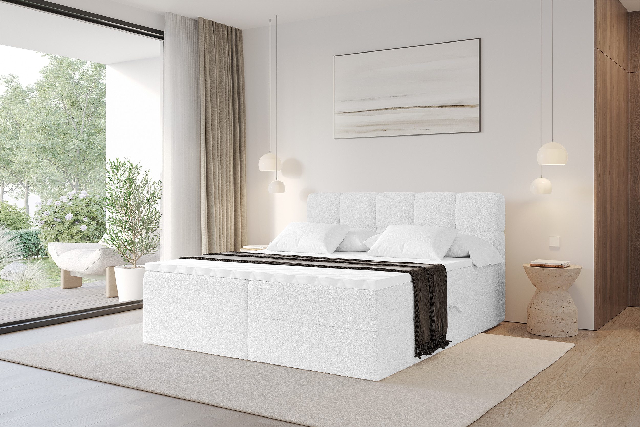 ALTDECOR Boxbett FAMA (Multipocket-Matratze H4, H3 Matratze Bonellfederung, Topper, Kopfteil), Boxbett, Boxspringbett,Doppelbett
