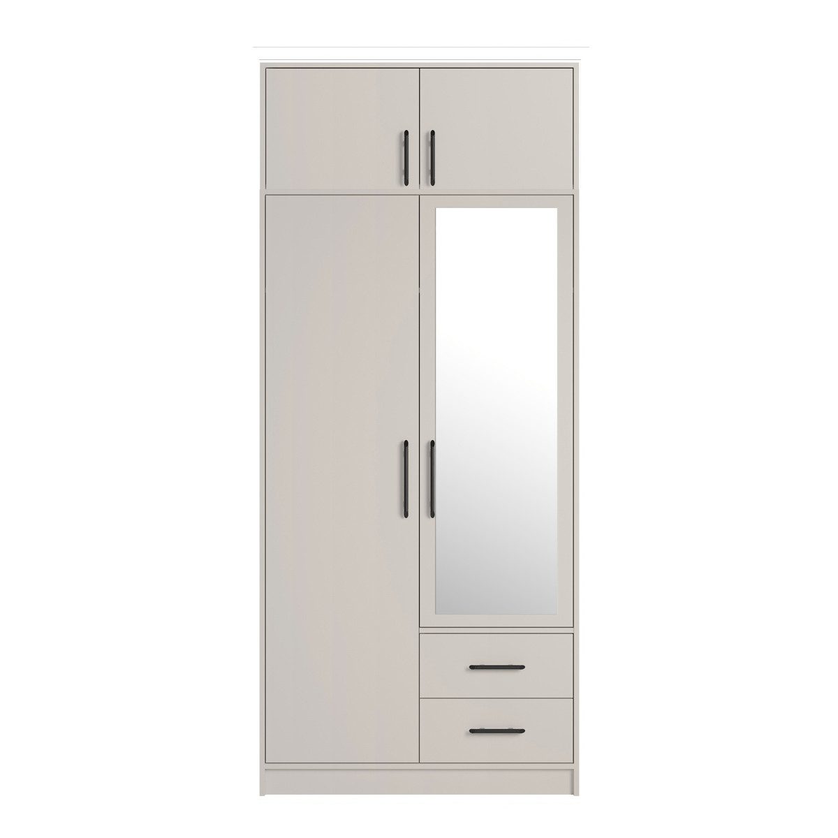 Marmex Möbel Spiegelschrank SMART 3CN+Spiegel zweitüriger Garderobenschrank 100 x 230 x 56 (2-St) Kleiderstange, Schubladen, Spiegel, Schrankaufsatz