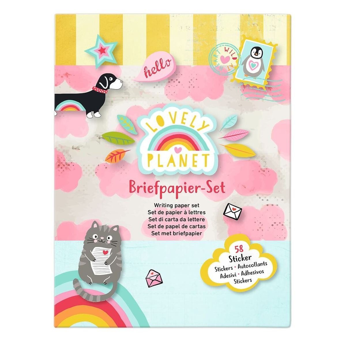 Moses. Verlag Briefpapier Lovely Planet Briefpapier-Set Kinder 20 Bögen 20 Umschläge 58 Sticker