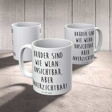 Mr. & Mrs. Panda Tasse Brüder - Unsichtbar, aber unverzichtbar - Weiß - Geschenk, Porzellant, Keramik, Herzberührende Designs