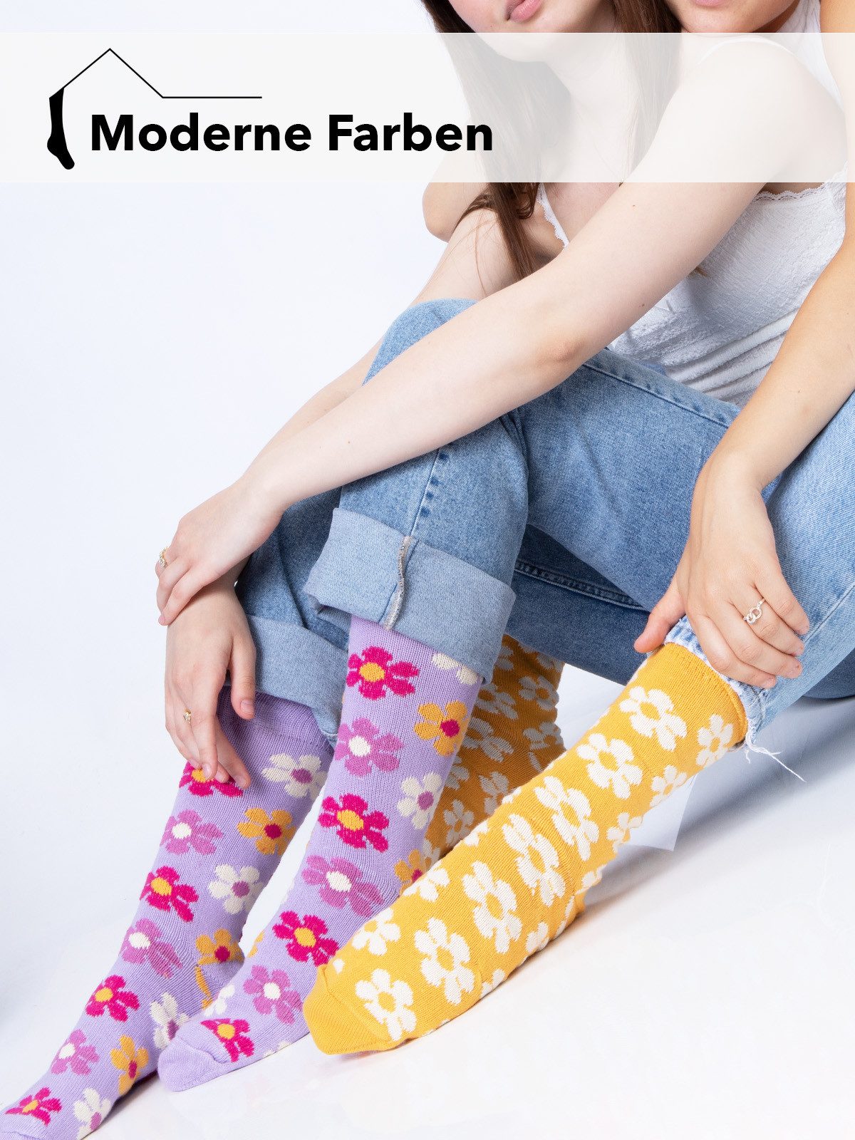 HomeOfSocks Socken Blumen Design Socke aus 90% Baumwolle Bunte Socken Blumen Muster aus 90% Baumwolle