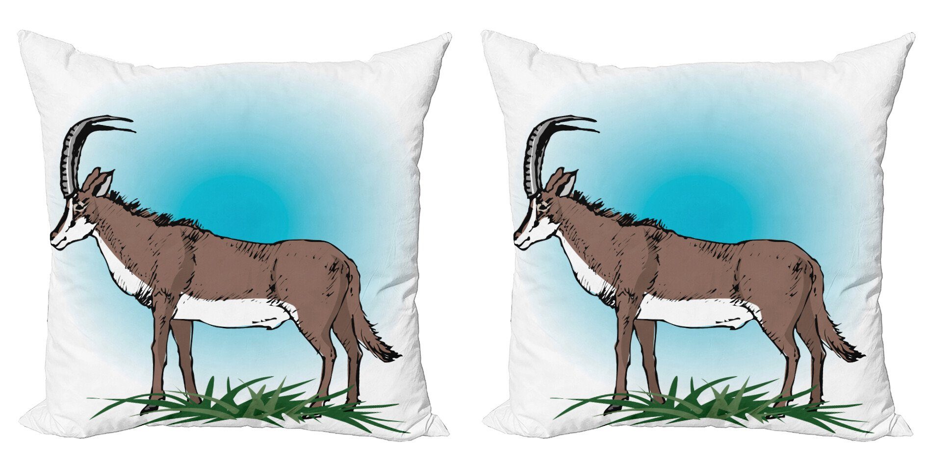 Kissenbezüge Modern Wild Accent Doppelseitiger Abakuhaus Antilope Stück), Grass (2 Animal Digitaldruck