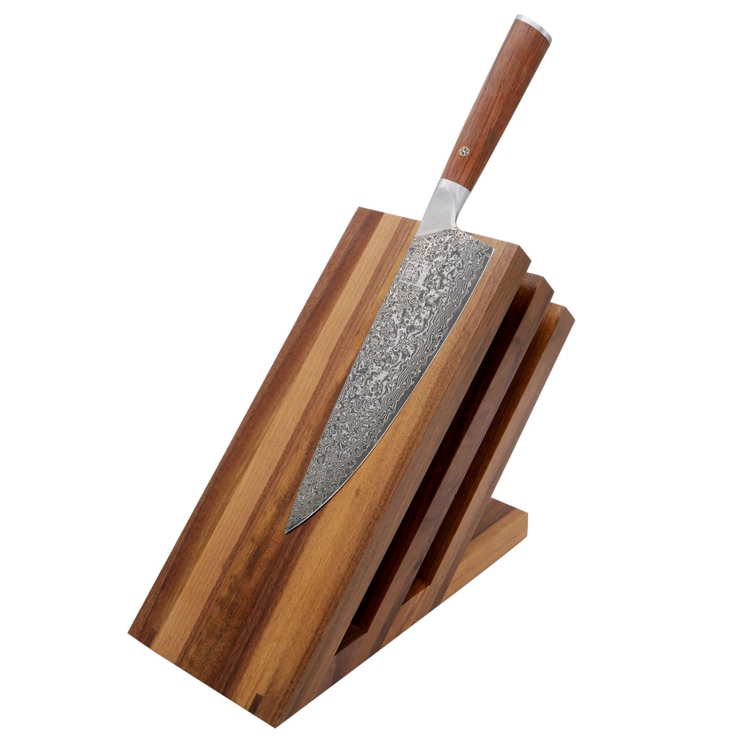 ZAYIKO Magnet-Messerblock Italienischer Design-Messerhalter in Fächer-Form - Nussbaumholz massiv (1tlg), Massives Nussbaumholz