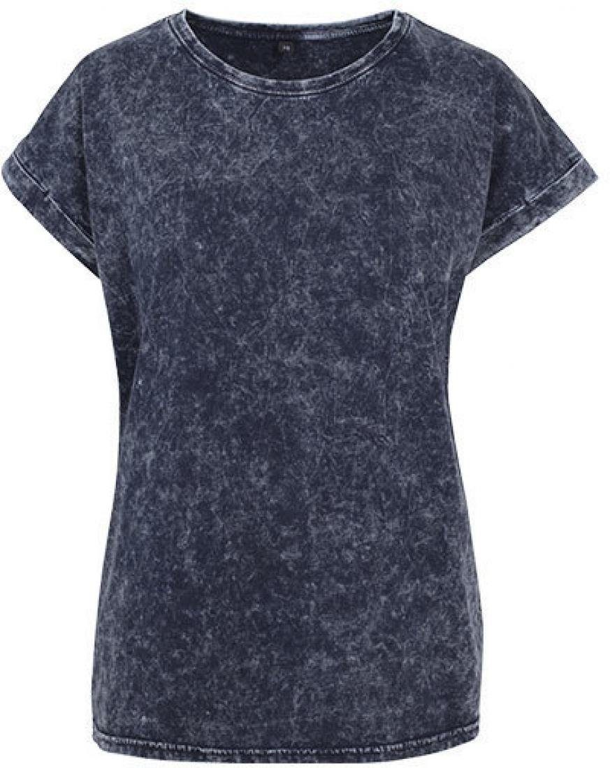 Build Your Brand Rundhalsshirt Damen Acid Washed Extended Shoulder Tee