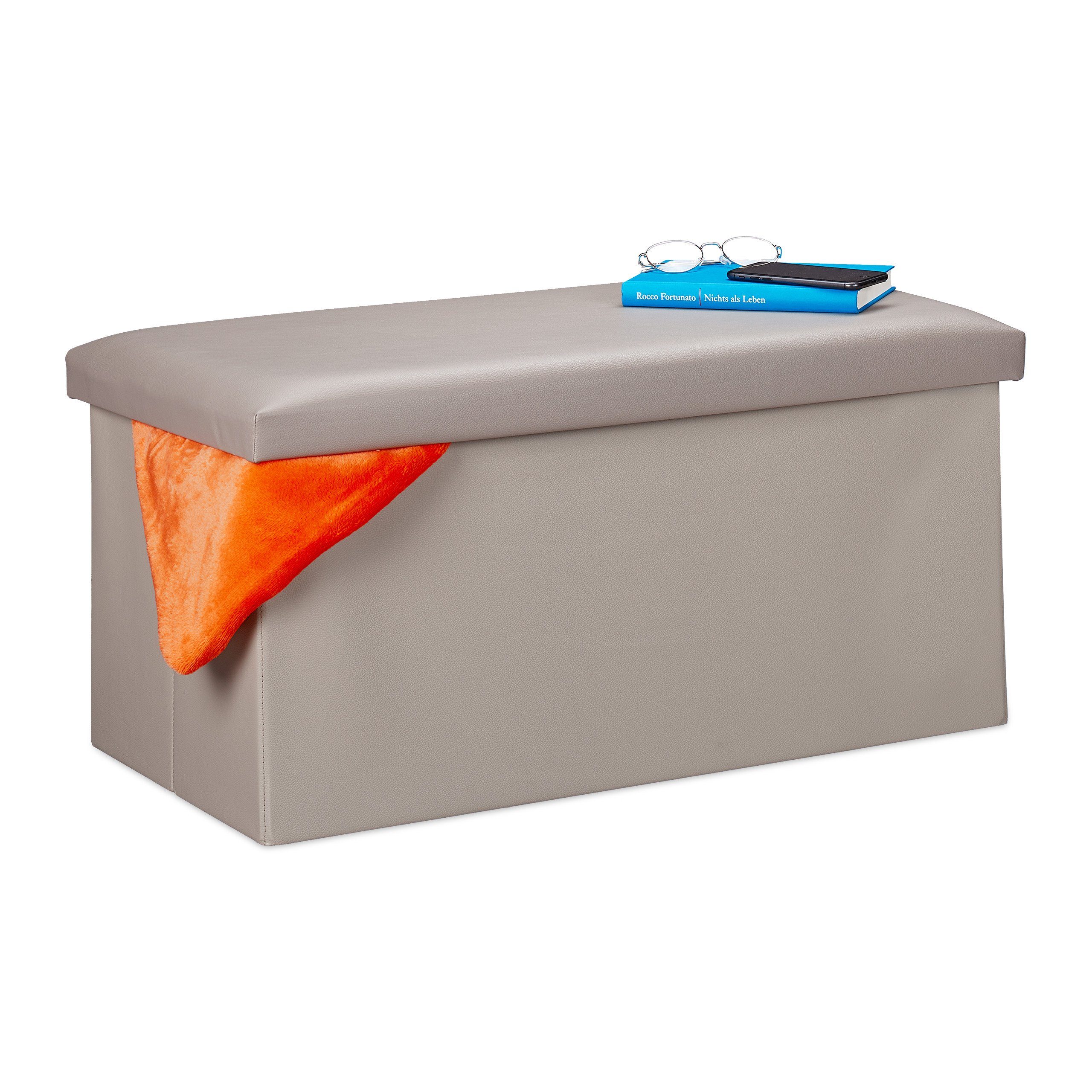 relaxdays Sitzbank Kunstled, grau