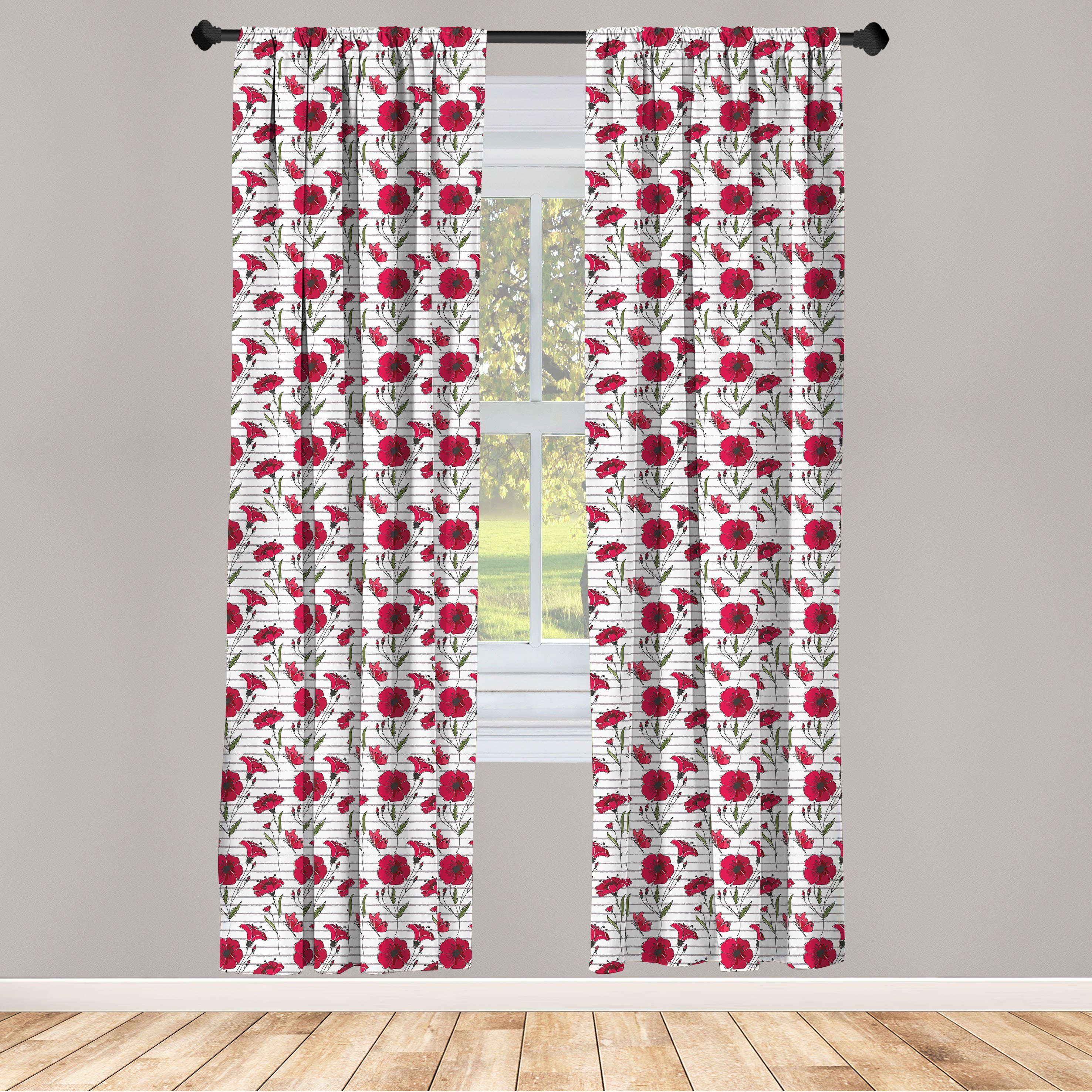 Poppy Abakuhaus, Vorhang Wohnzimmer Blumen Microfaser, Blumen Schlafzimmer Dekor, für Gardine Schmetterlinge
