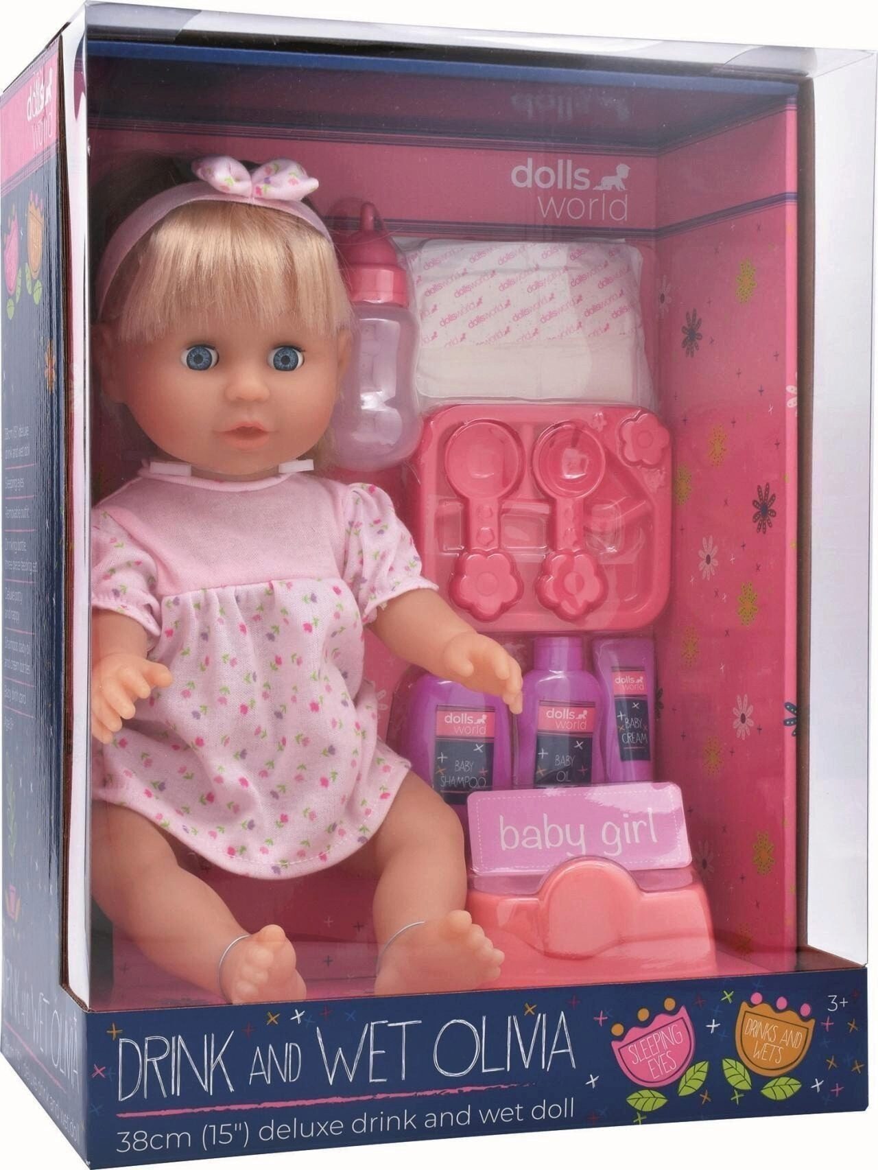 Idee+Spiel Spiel Dolls World Trink- und Nässpuppe Olivia, 38 cm