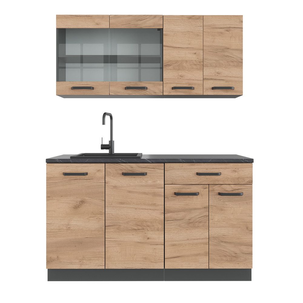 Vicco Küchenzeile R-Line, Goldkraft Eiche/Anthrazit, 140 günstig online kaufen