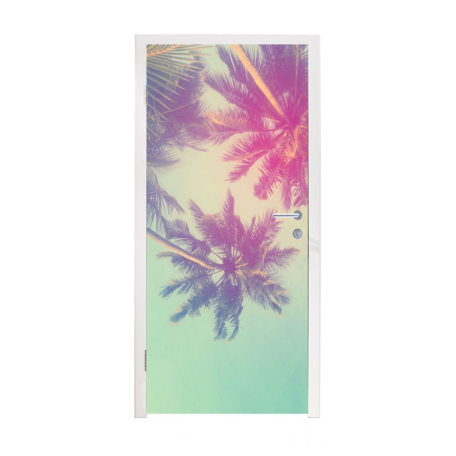 MuchoWow Türtapete Palmen - Palmenblätter - Sommer - Tropisch, Matt, bedruckt, (1 St), Fototapete für Tür, Türaufkleber, 75x205 cm