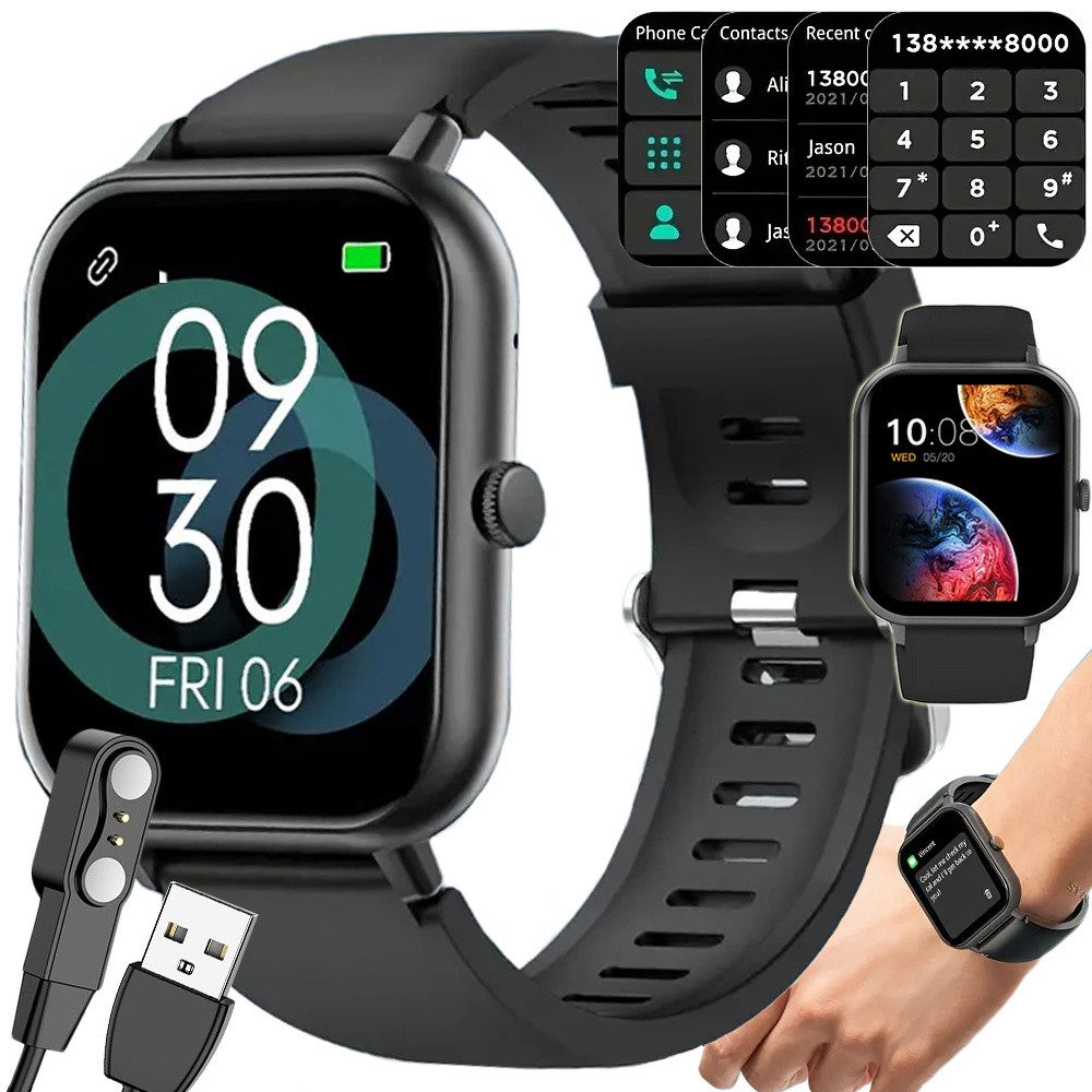VERK GROUP Smartwatch Uhr Gummiarmband Bluetooth schwarz Smartwatch, 1-tlg.