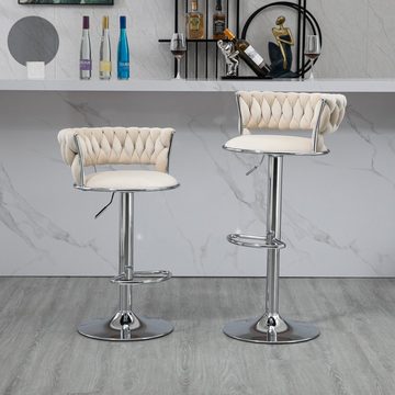 Ulife Barhocker Barstühle mit silbrigen Metallbeinen (Set, 2 St), drehbar, höhenverstellbar