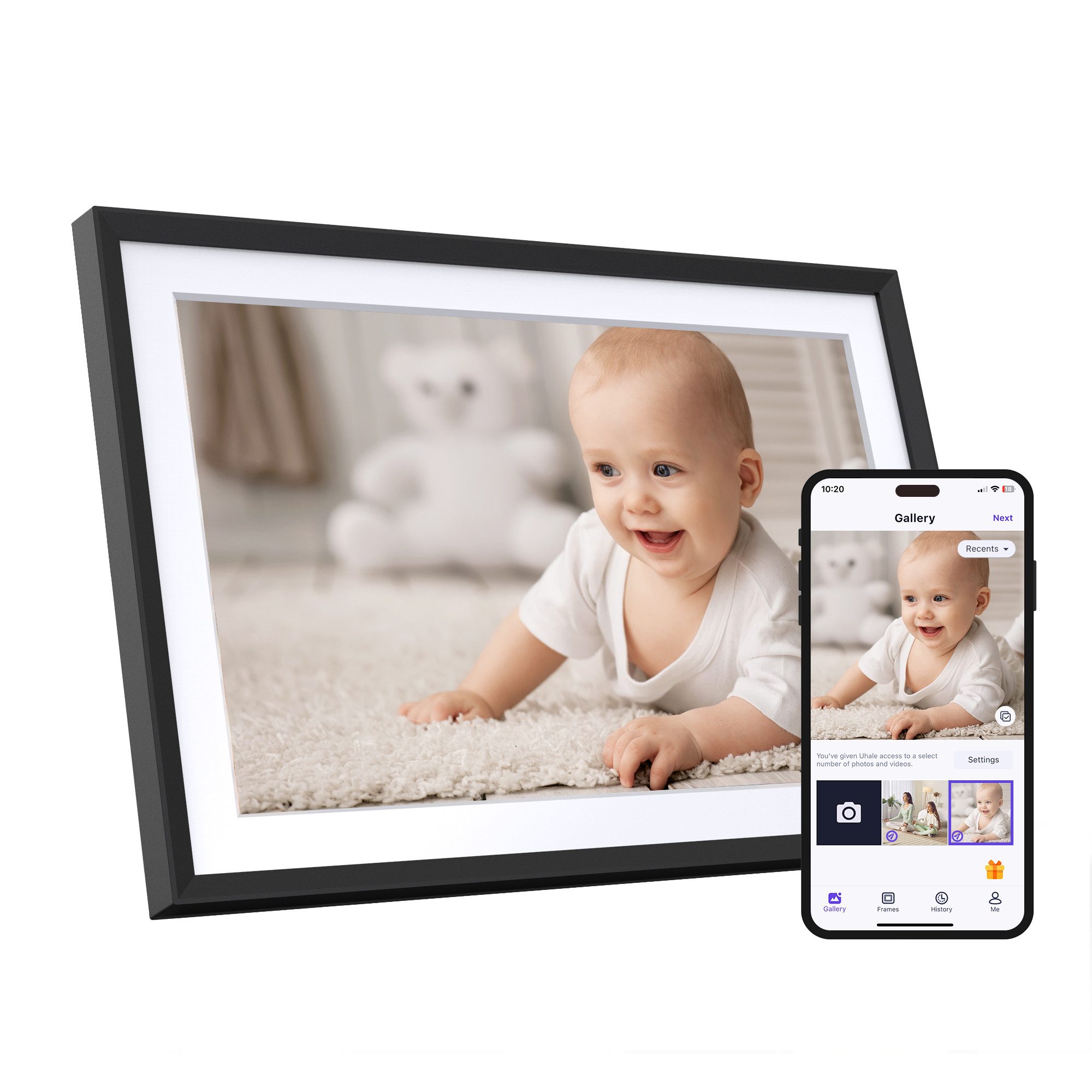 Dragon Touch Modern 10 Charm Digitaler Bilderrahmen (25,65 cm/10.1 ", 800 x 1280 Pixel, 16 GB, IPS-Touch-Display, App-Fotoübertragung & Automatische Drehung)