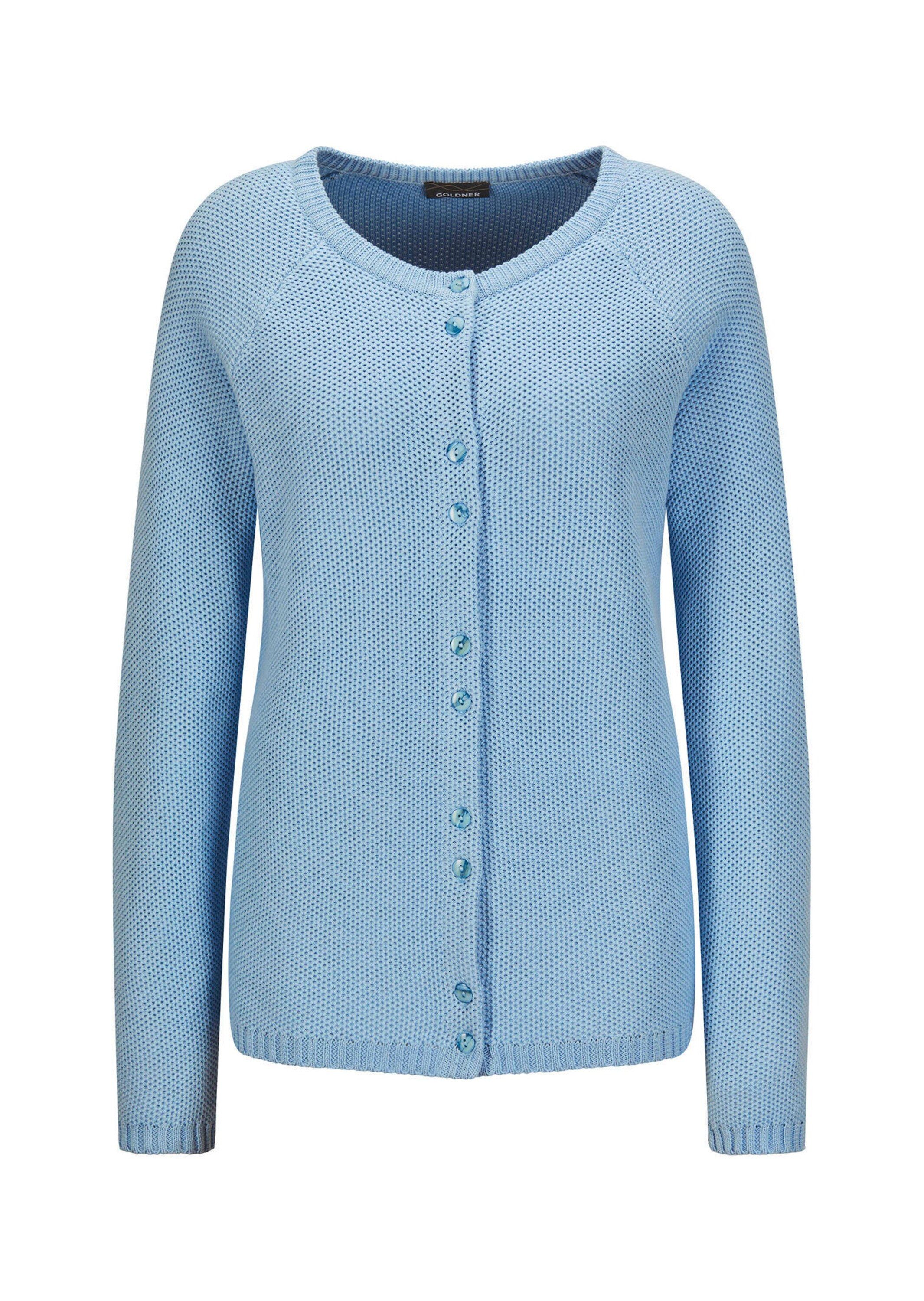 Strickjacke Kurzgröße: Cardigan aus Baumwolle, Rundhals