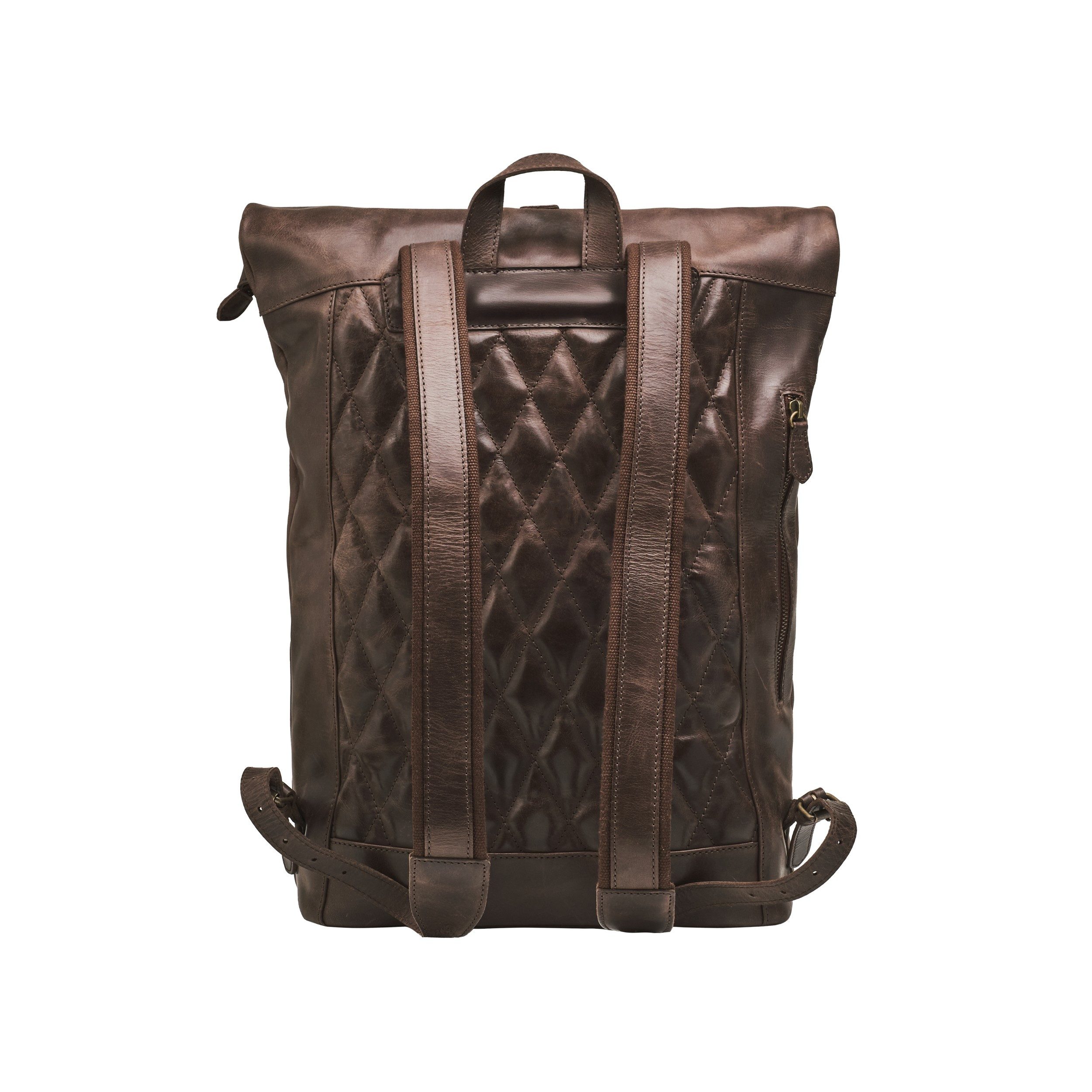 DRAKENSBERG Rucksack Roll-Top »Ryan« Kaffee-Braun, Herren, Damen, eleganter Fahrradrucksack aus Leder mit Laptopfach