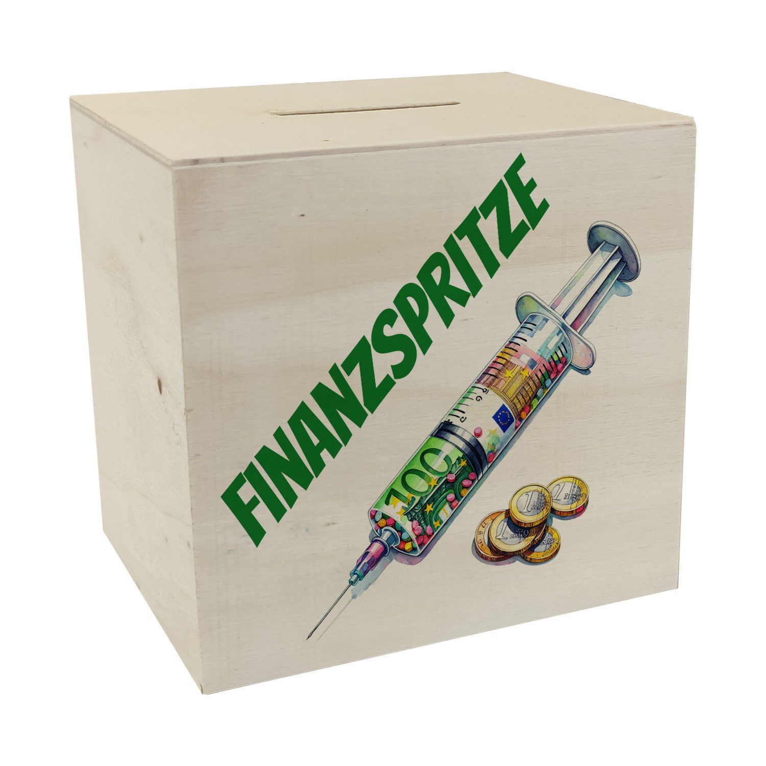 Spardose Finanzspritze Geldgeschenk Spardose aus Holz