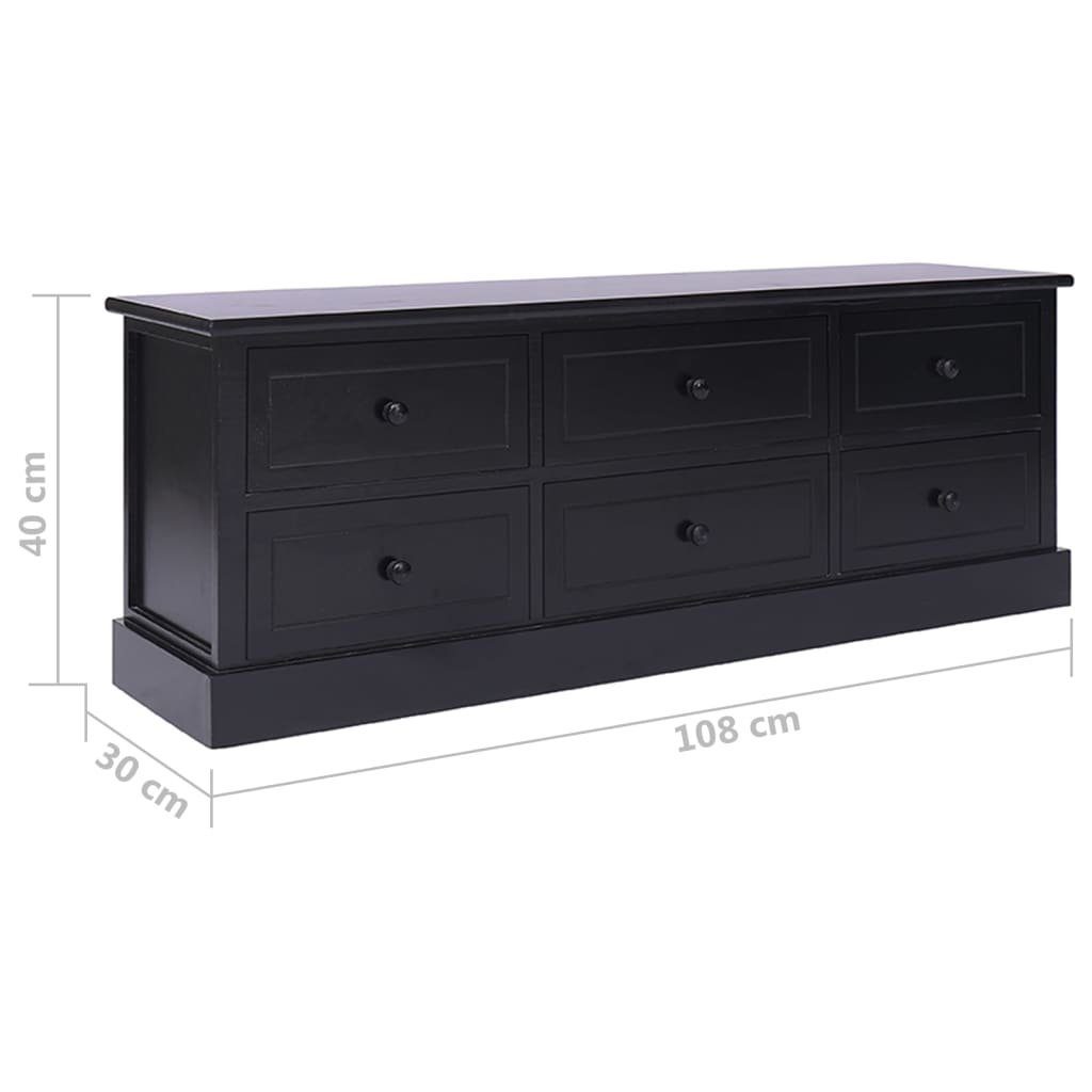 TV-Schrank cm (1-St) Paulownia Massivholz TV-Schrank vidaXL Schwarz 108x30x40