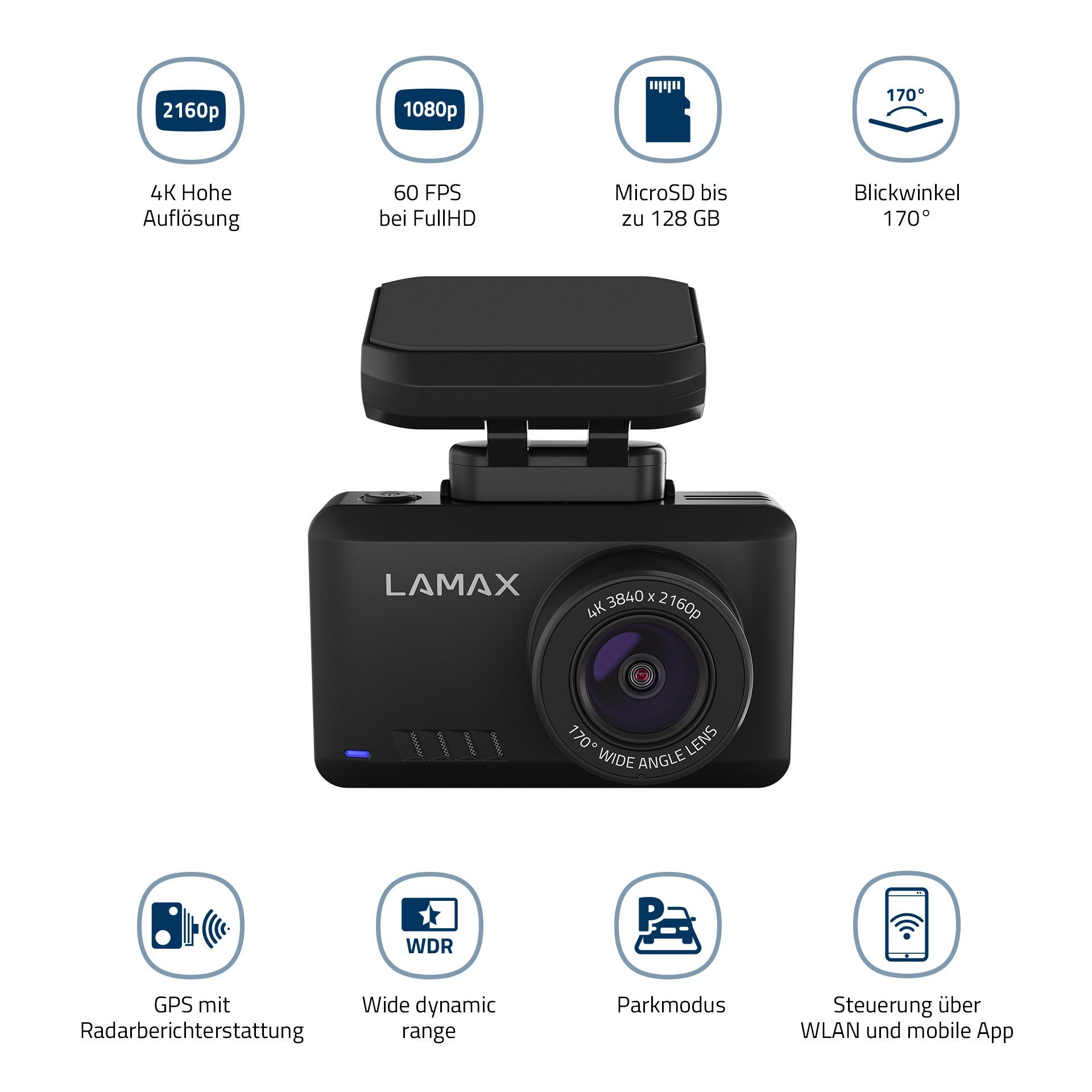 Lamax S9 Dual Rückfahrkamera, Dashcam mit GPS Blickwinkel
