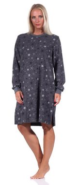 Normann Nachthemd Damen Frottee Nachthemd mit Bündchen in edlem Sterne Design