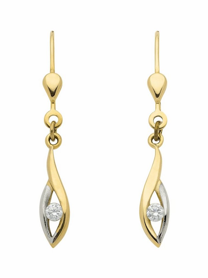 Adelia´s Paar Ohrhänger 333 Gold Ohrringe Ohrhänger mit Zirkonia, mit Zirkonia  Goldschmuck für Damen, Maße - Höhe 15,2 mm