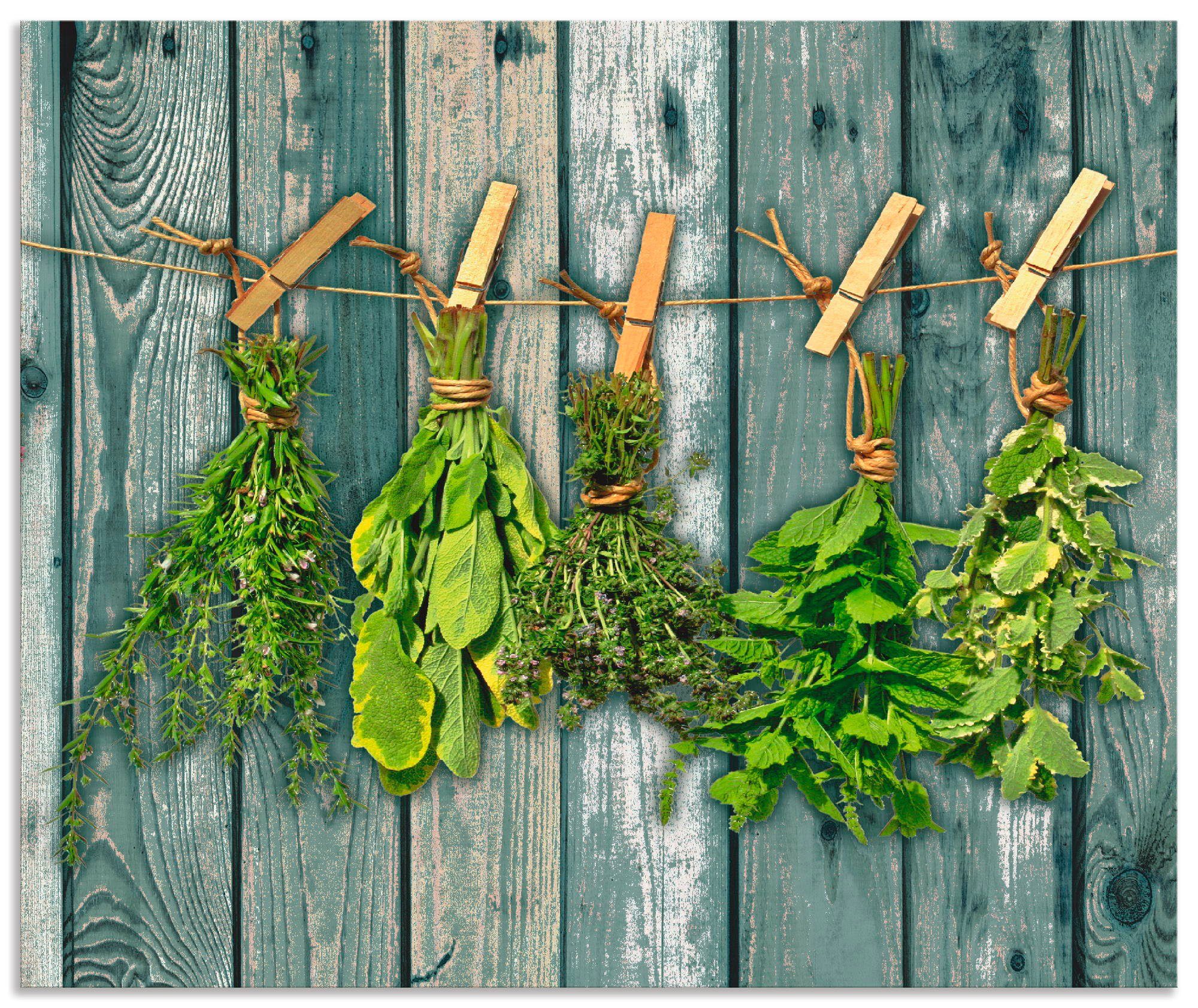 Artland Küchenrückwand »Kräuter mit Holzoptik«, (1-tlg), selbstklebend