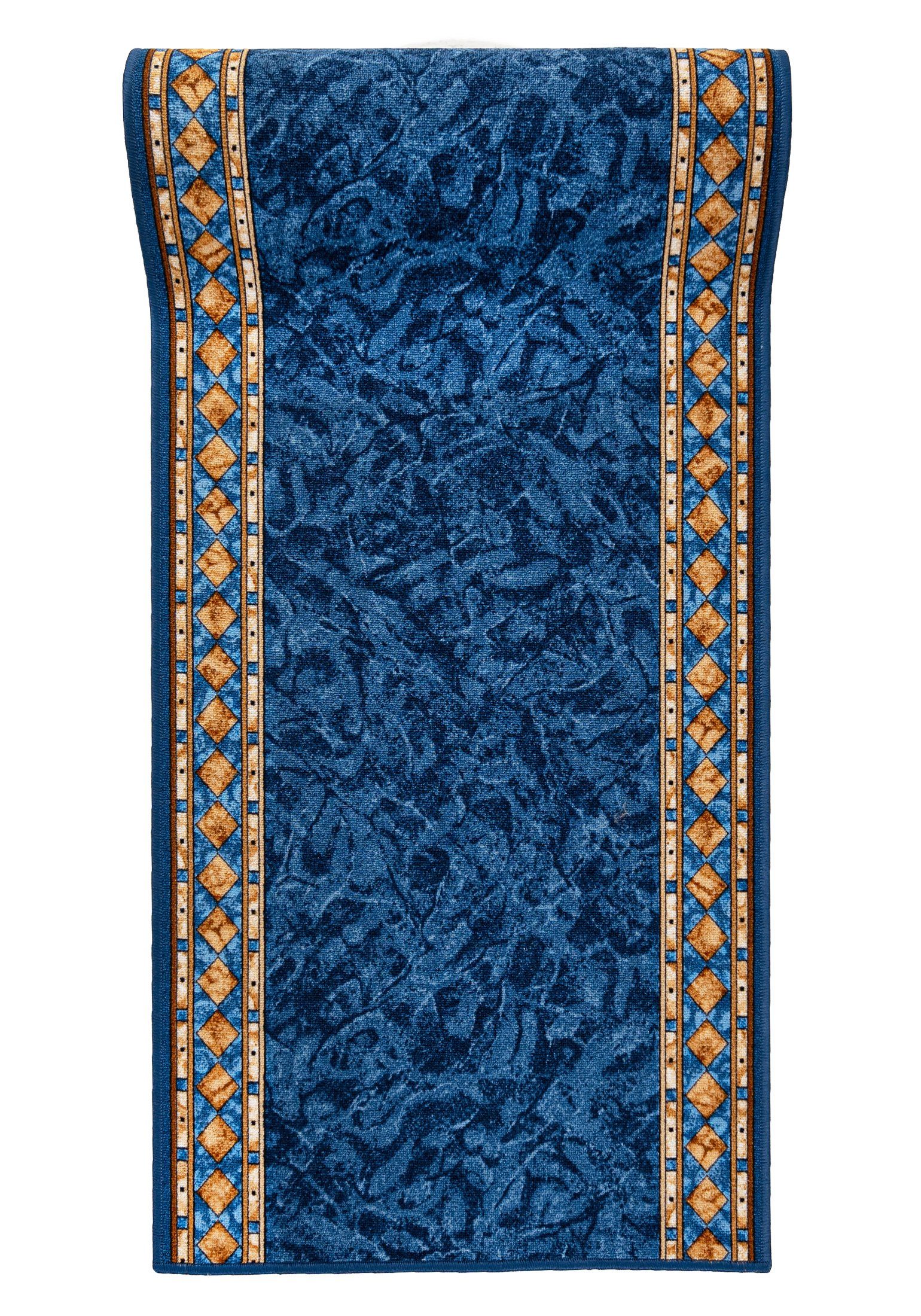 Läufer Läufer Teppichläufer Brücke - Vorzimmer Küche - Blau, Mazovia, 67 x 100 cm, Kurzflor, Rutschfest, Meterware, Verschiedene Größen