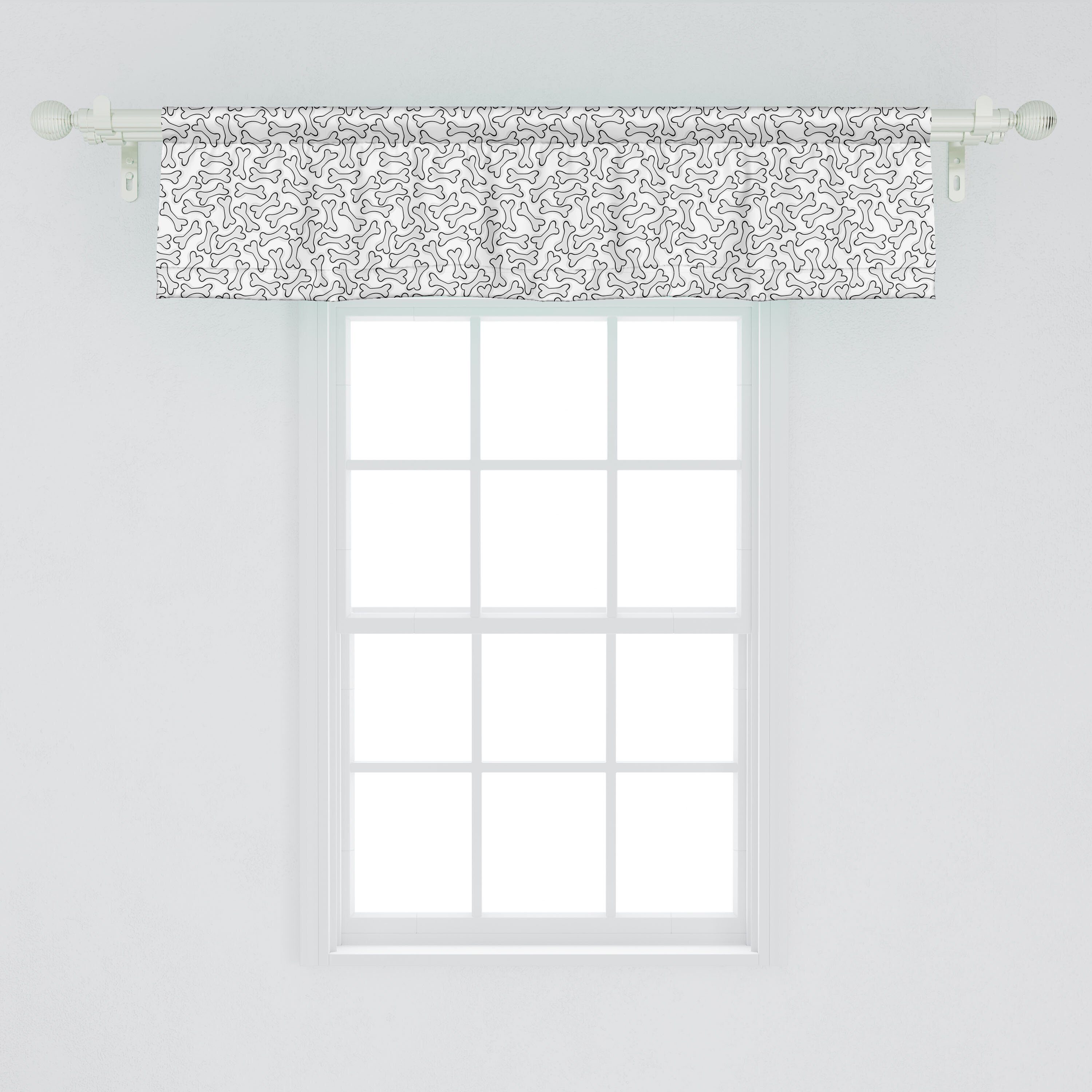 Scheibengardine Vorhang Volant für Küche Abakuhaus, Hundeknochen Gebeine Dekor Microfaser, Schlafzimmer Verstreute Zufällige Stangentasche, mit