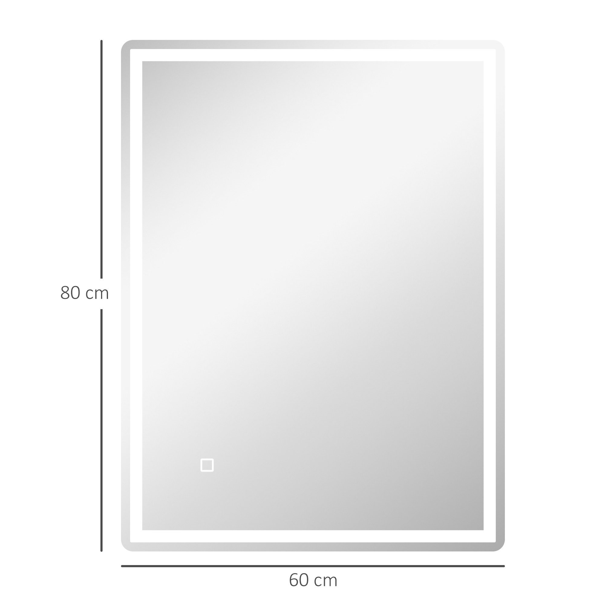 HOMCOM Badspiegel Dimmbar Badezimmerspiege mit Touchschalter (Wandspiegel, 1-St., WC Spiegel), Silber 80 x 60 x 4 cm