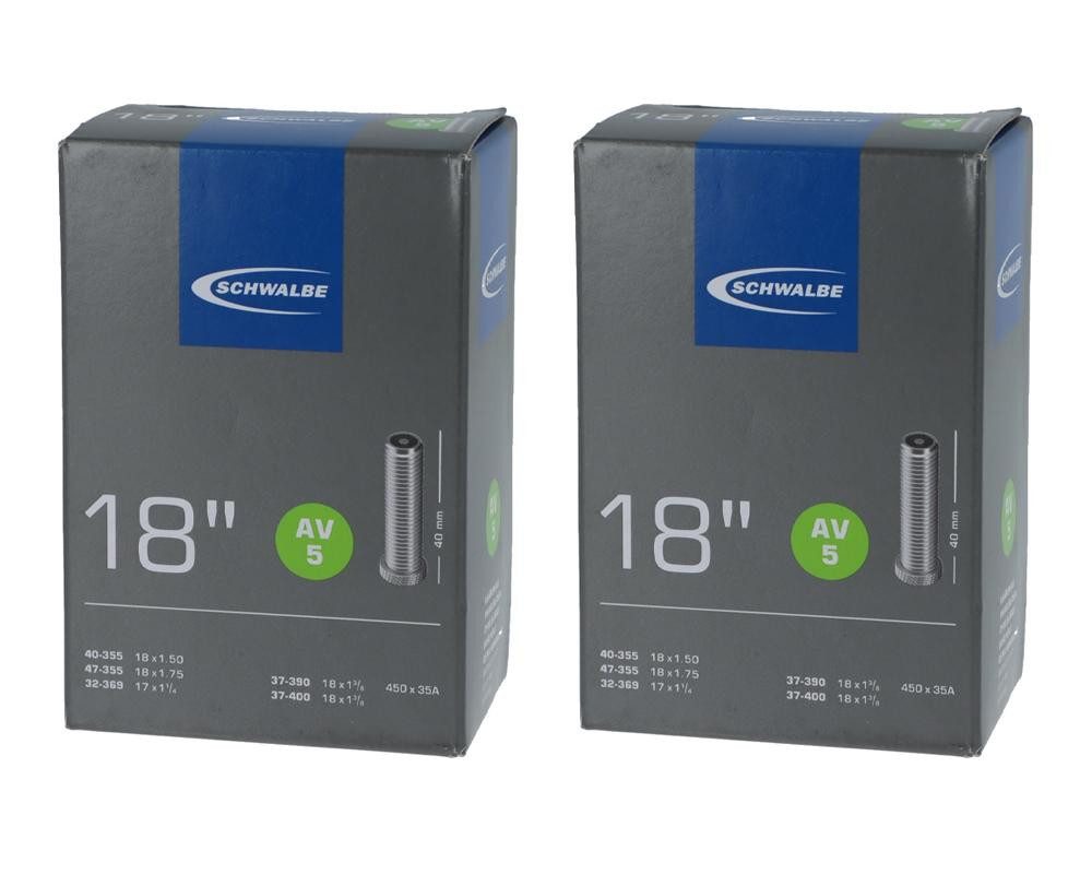 Fahrradschlauch Schwalbe 2 x Schlauch AV5 (32/47-355/400) 18 Zoll
