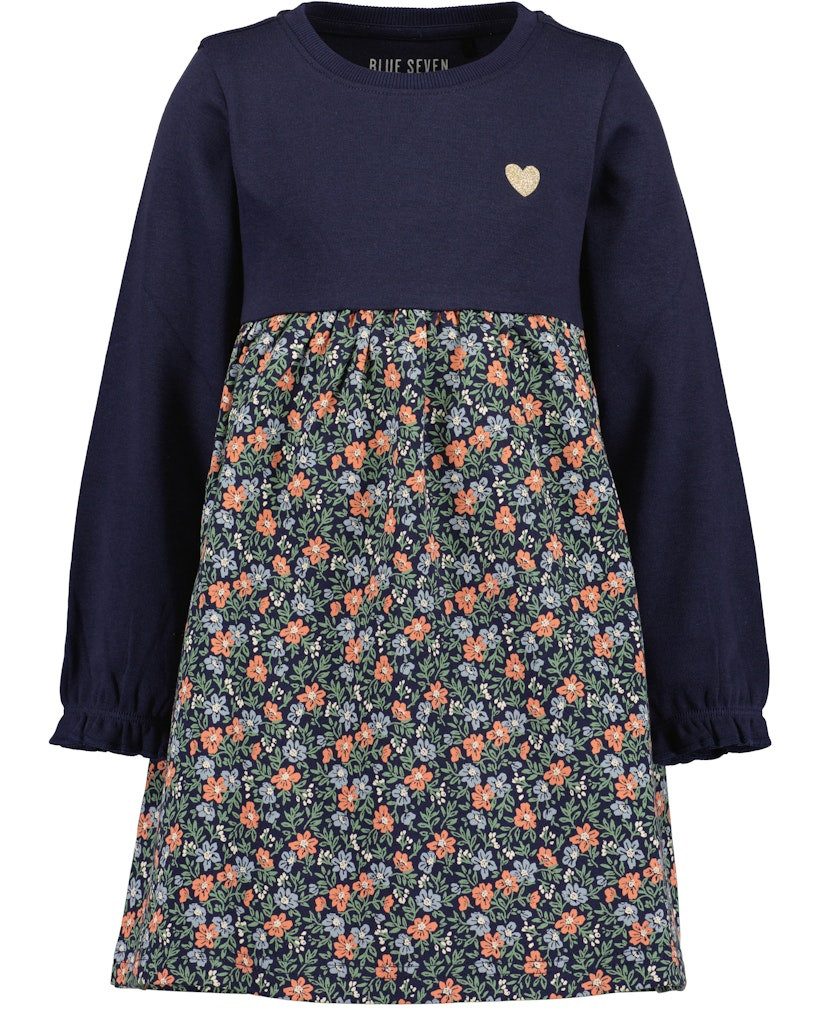 A-Linien-Kleid Blue Seven Mädchen Sweatkleid Blümchen Kleid Langarm nachtblau