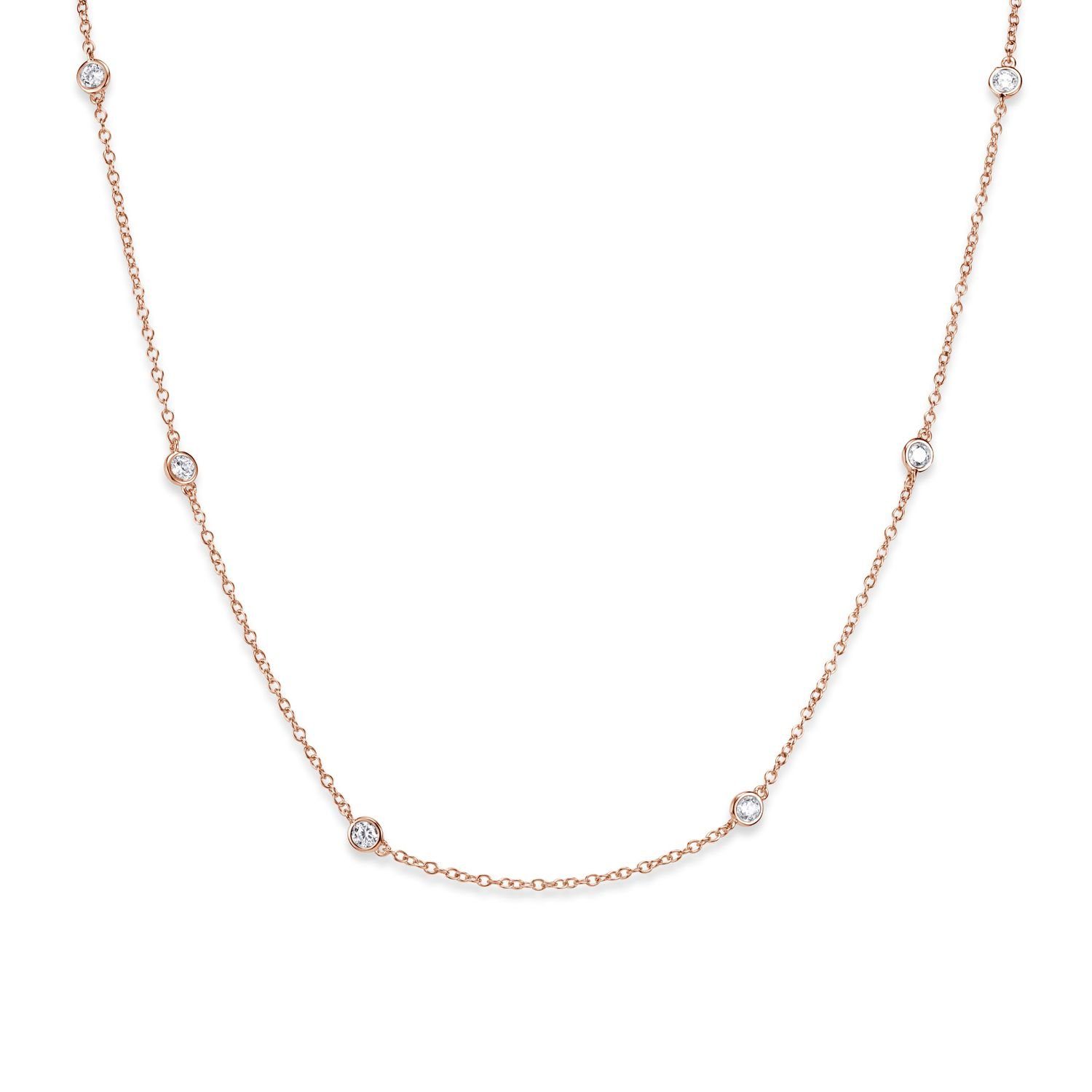 Materia Collierkettchen Damen Collier Rosegold 925 Silber CO-29-Rose, mit eingefassten Zirkonia Steinen